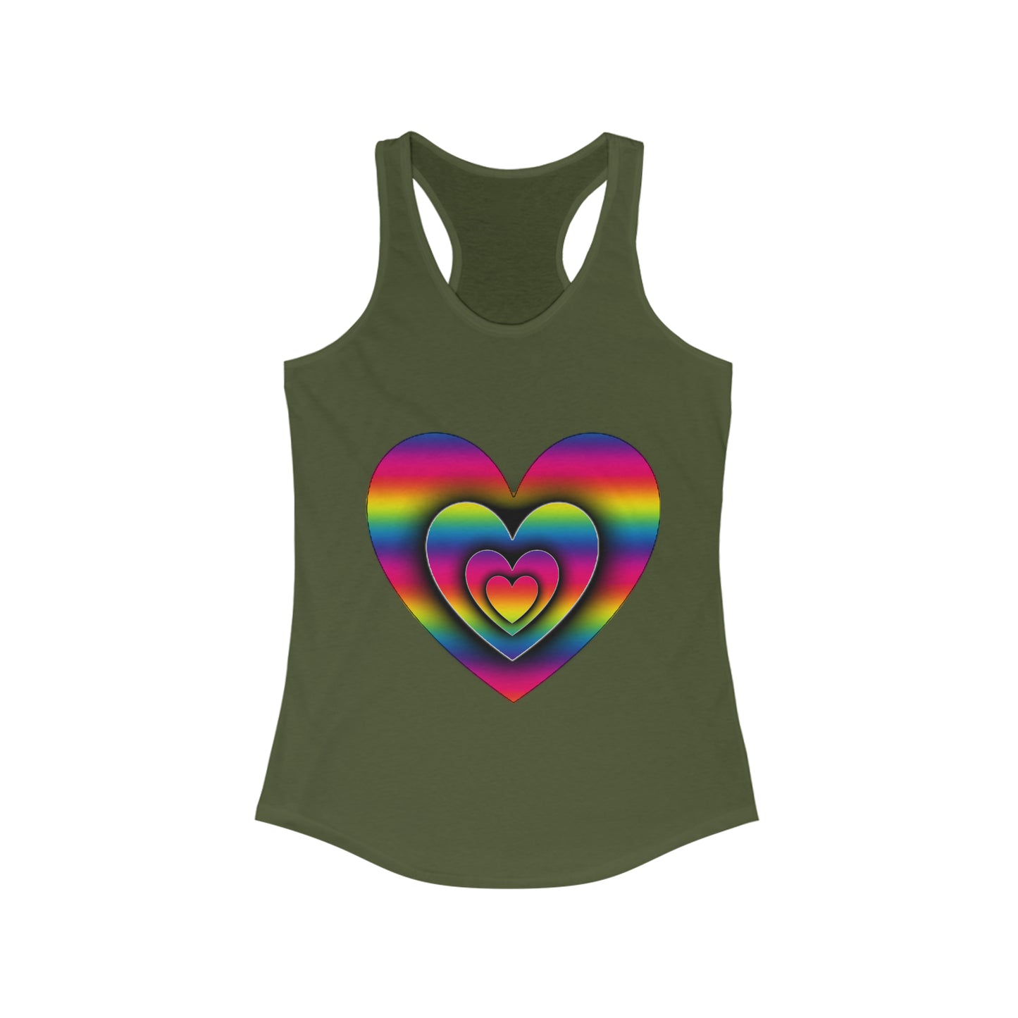 PRIDE 3D Heart Women's Ideal Racerback Tank