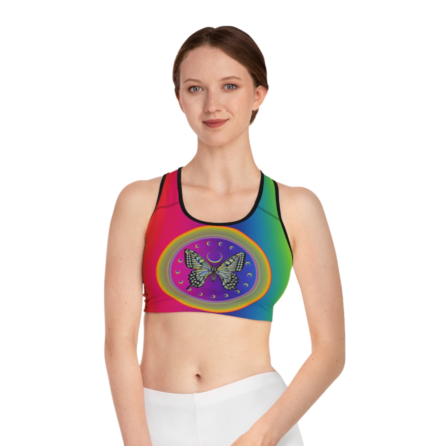 PRIDE Rainbow Butterfly Sports Bra