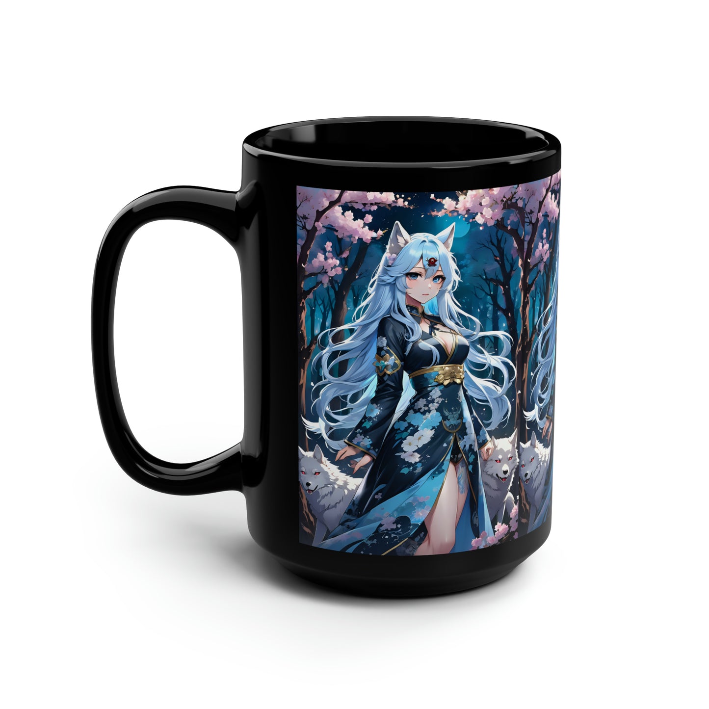 Wolf Princess, Black Mug, 15oz