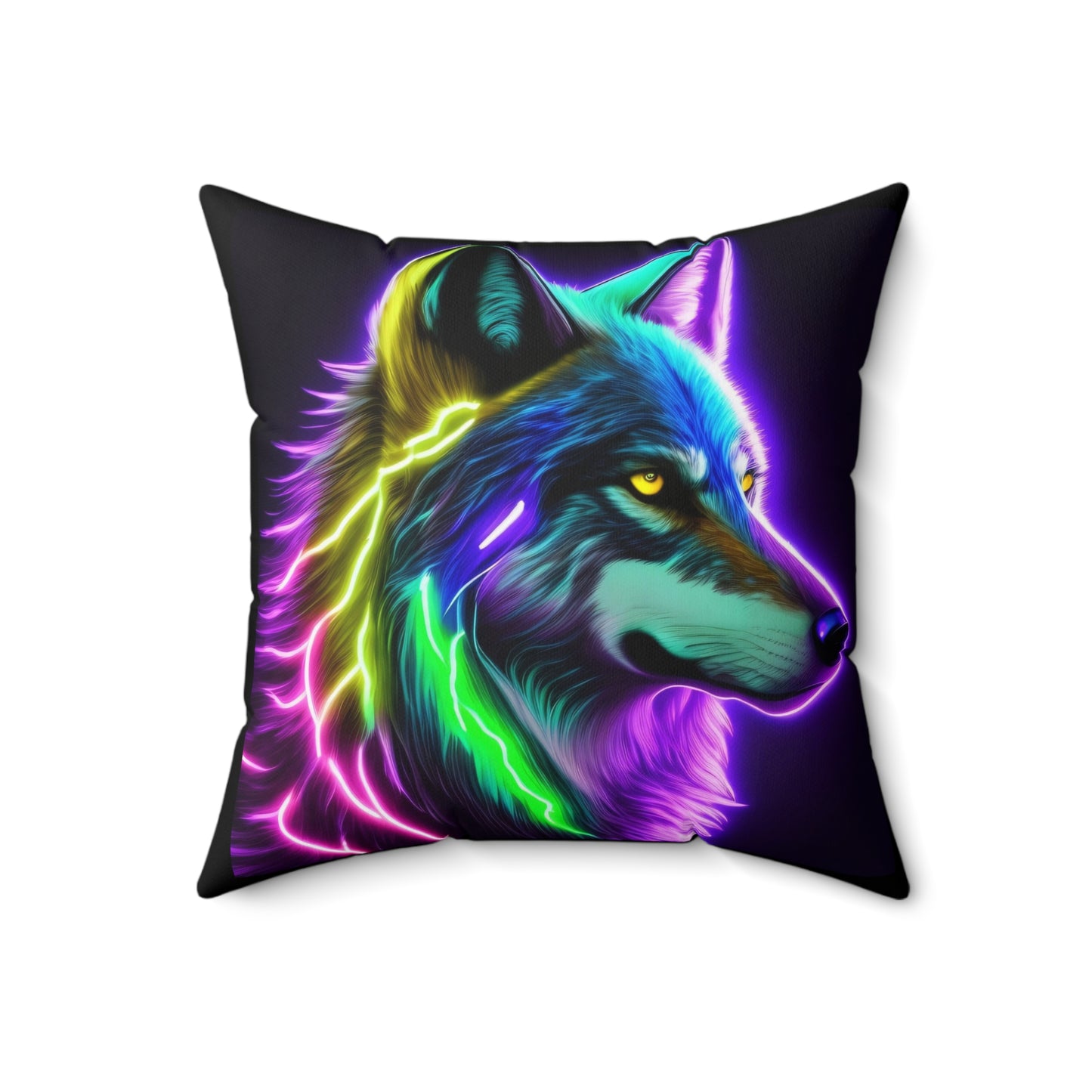 Lightning Wolf, Spun Polyester Square Pillow