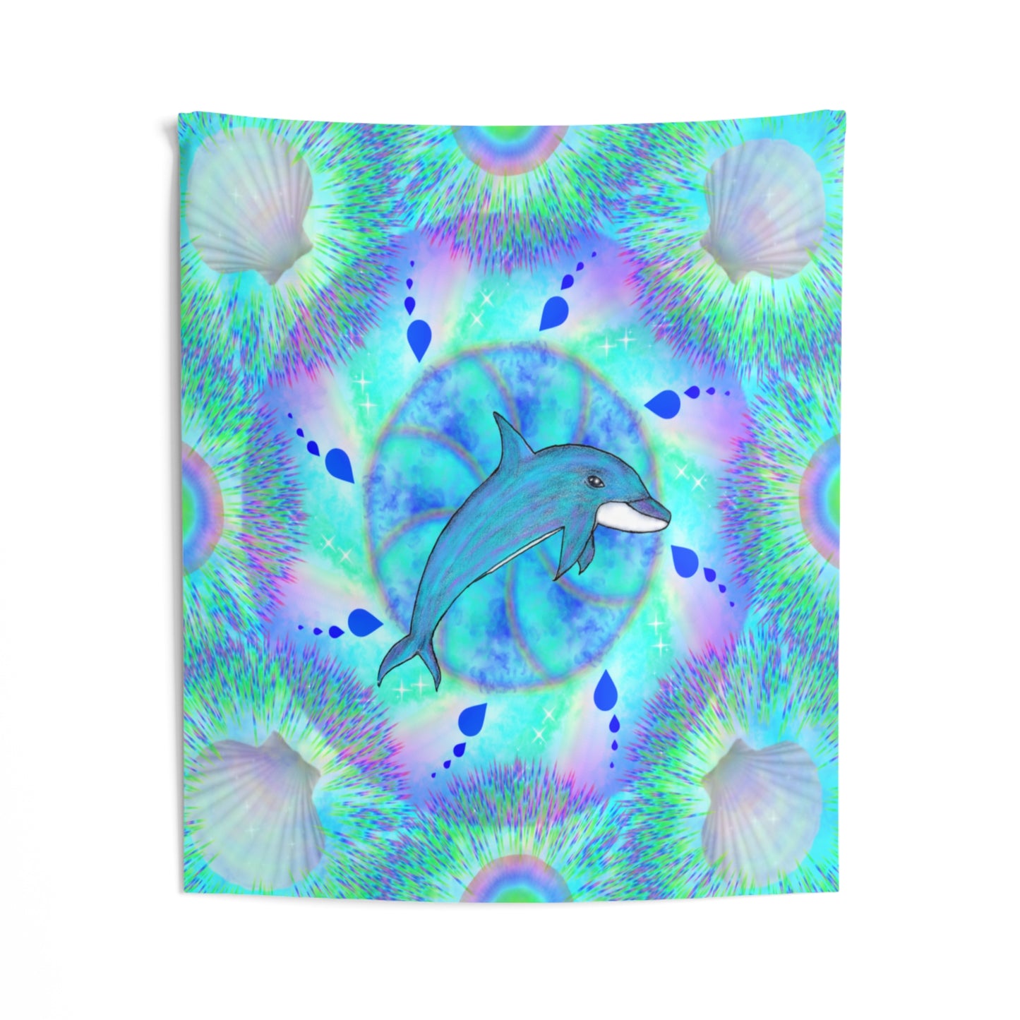 Mystic Dolphin Mandala Indoor Wall Tapestry