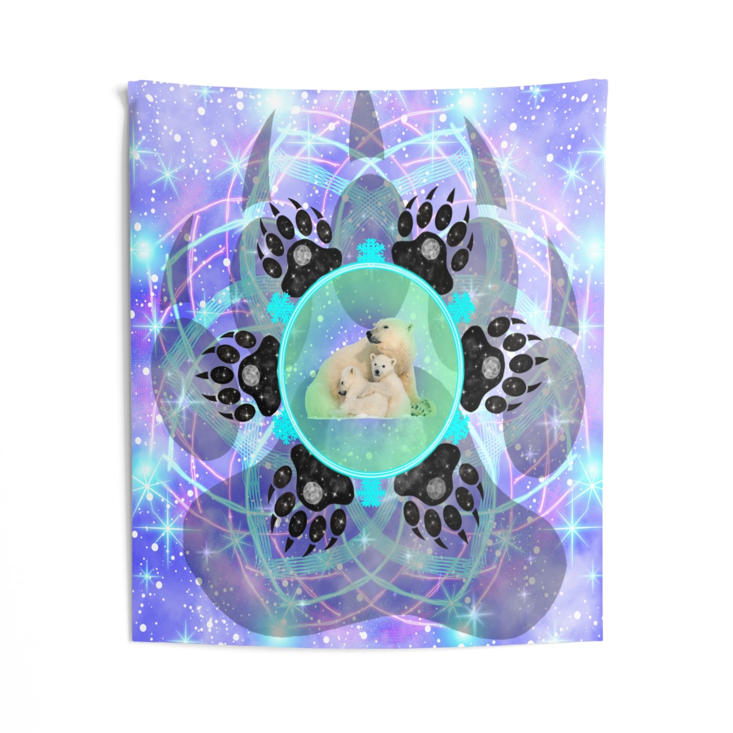 Mystic Polar Bear Mandala Indoor Wall Tapestry 51 x 60