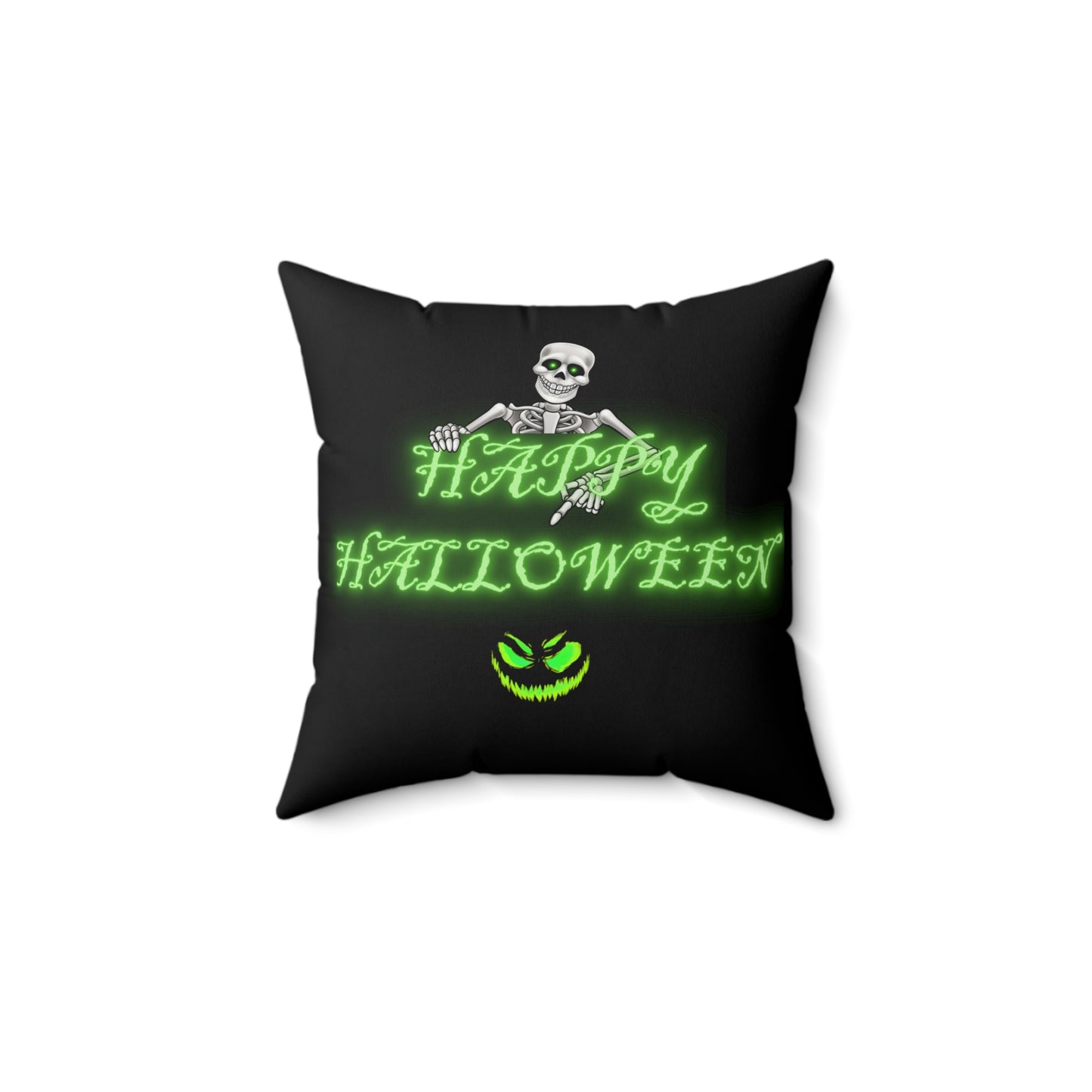 Happy Halloween Skeleton Pillow, Spun Polyester Square Pillow