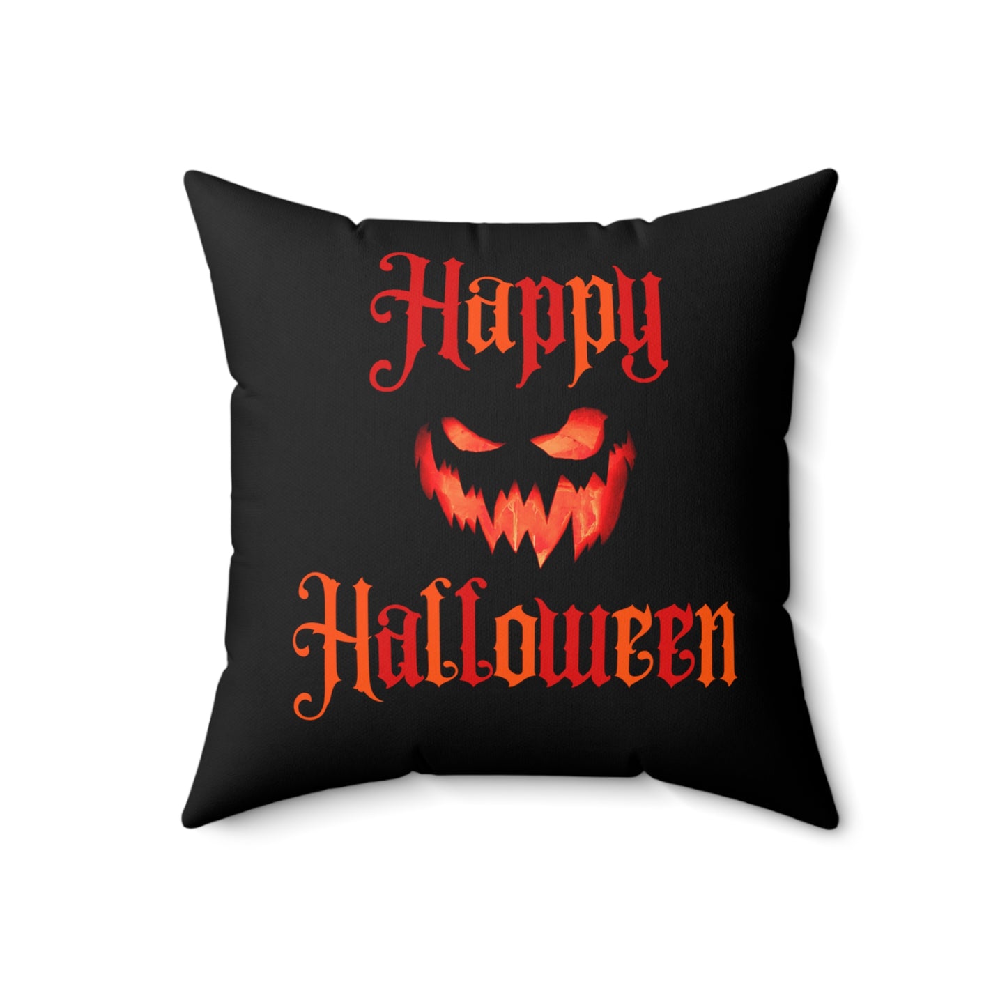 Happy Halloween Pillow Spooky Pumpkin Spun Polyester Square Pillow