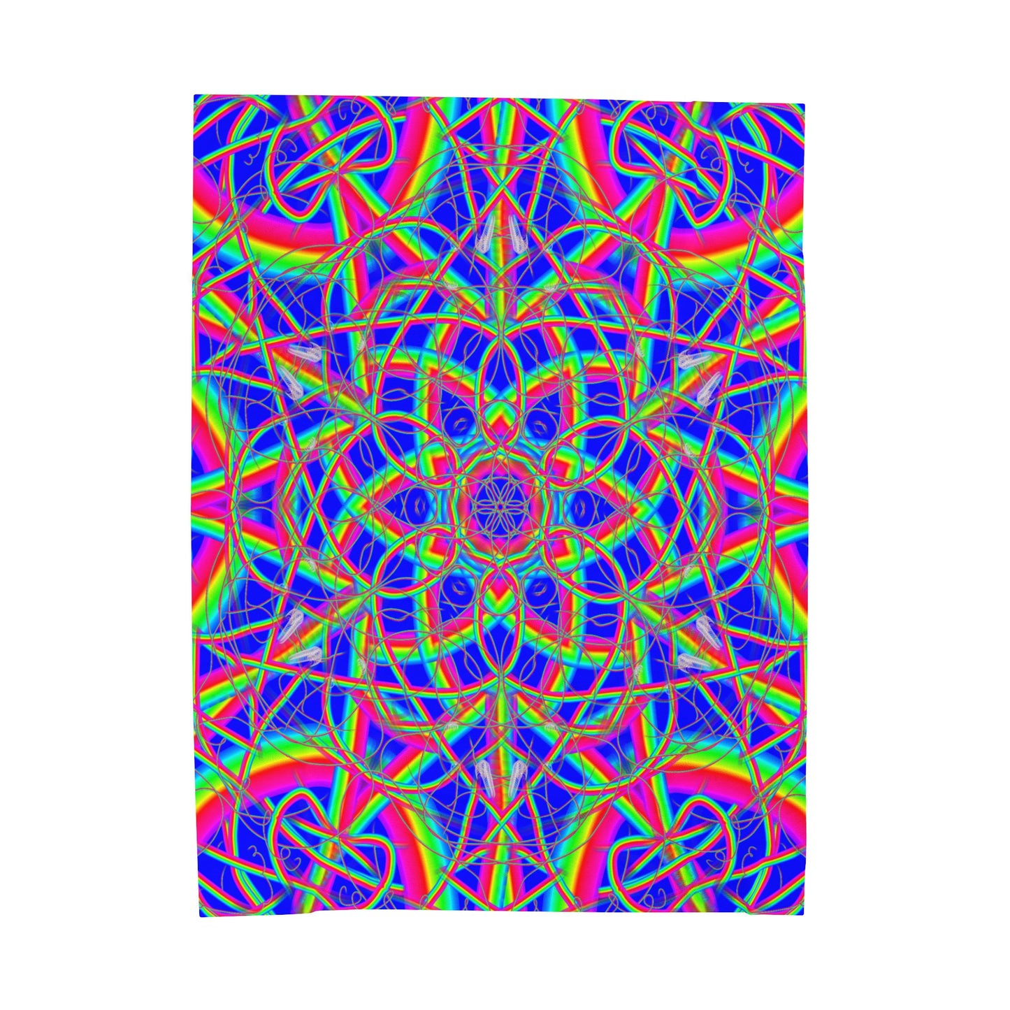 Psychedelic Rainbow Mandala Giant Velveteen Plush Blanket