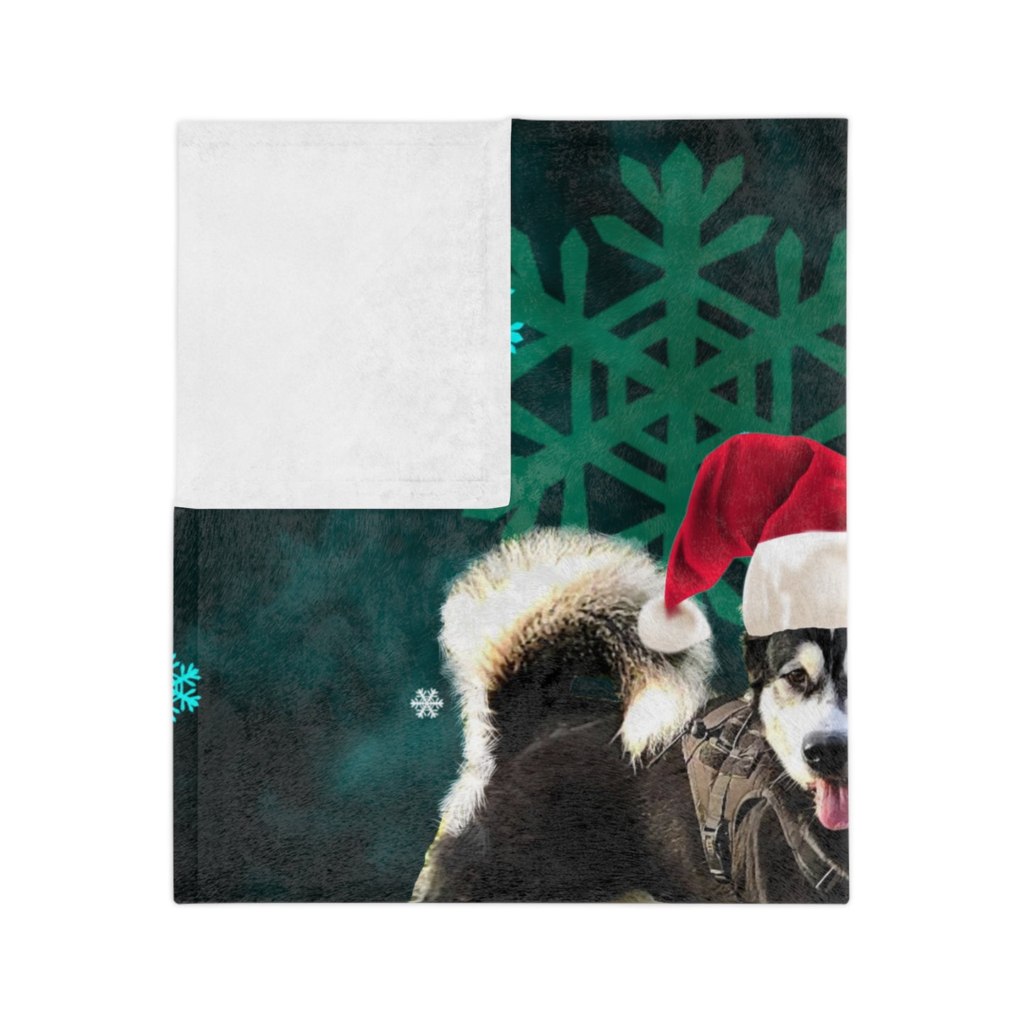 Christmas Malamute Velveteen Minky Blanket