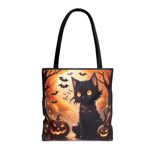 Cute Anime Black Cat Halloween Candy Tote Bag