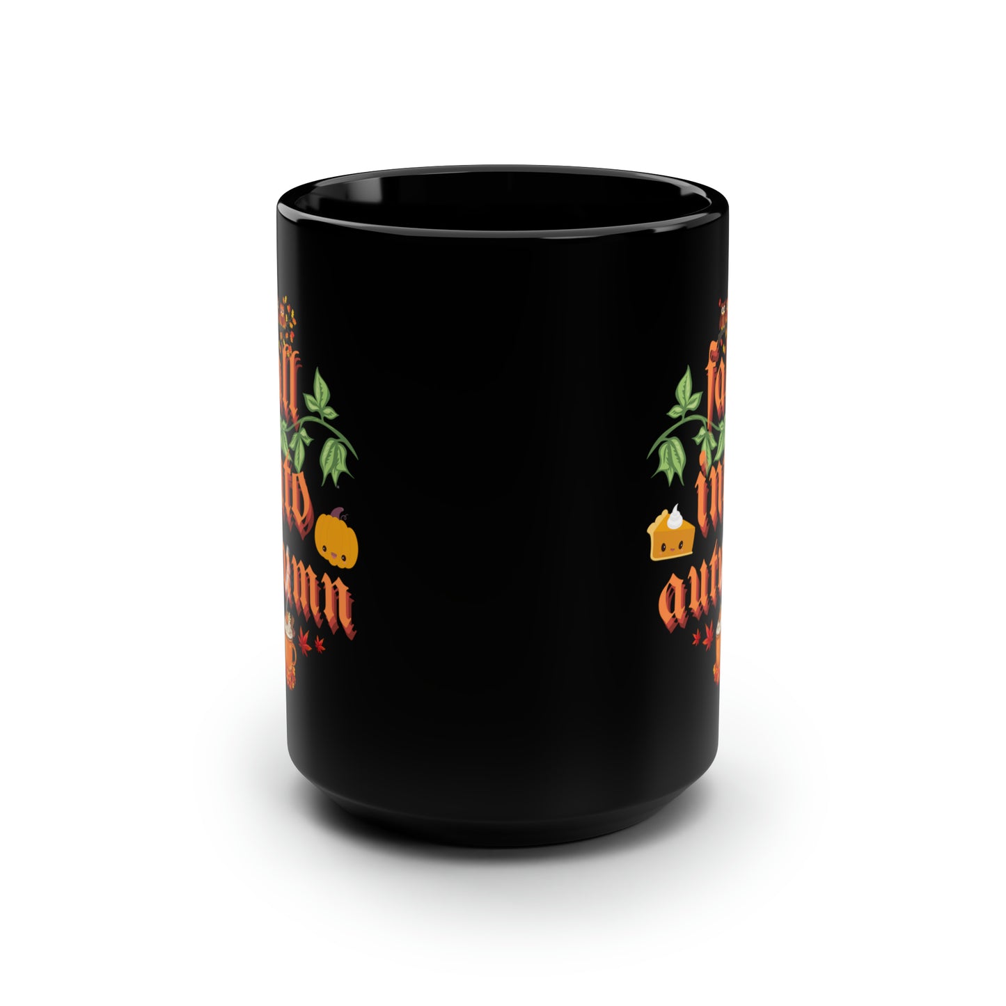 Fall Into Autumn Black Mug, 15oz