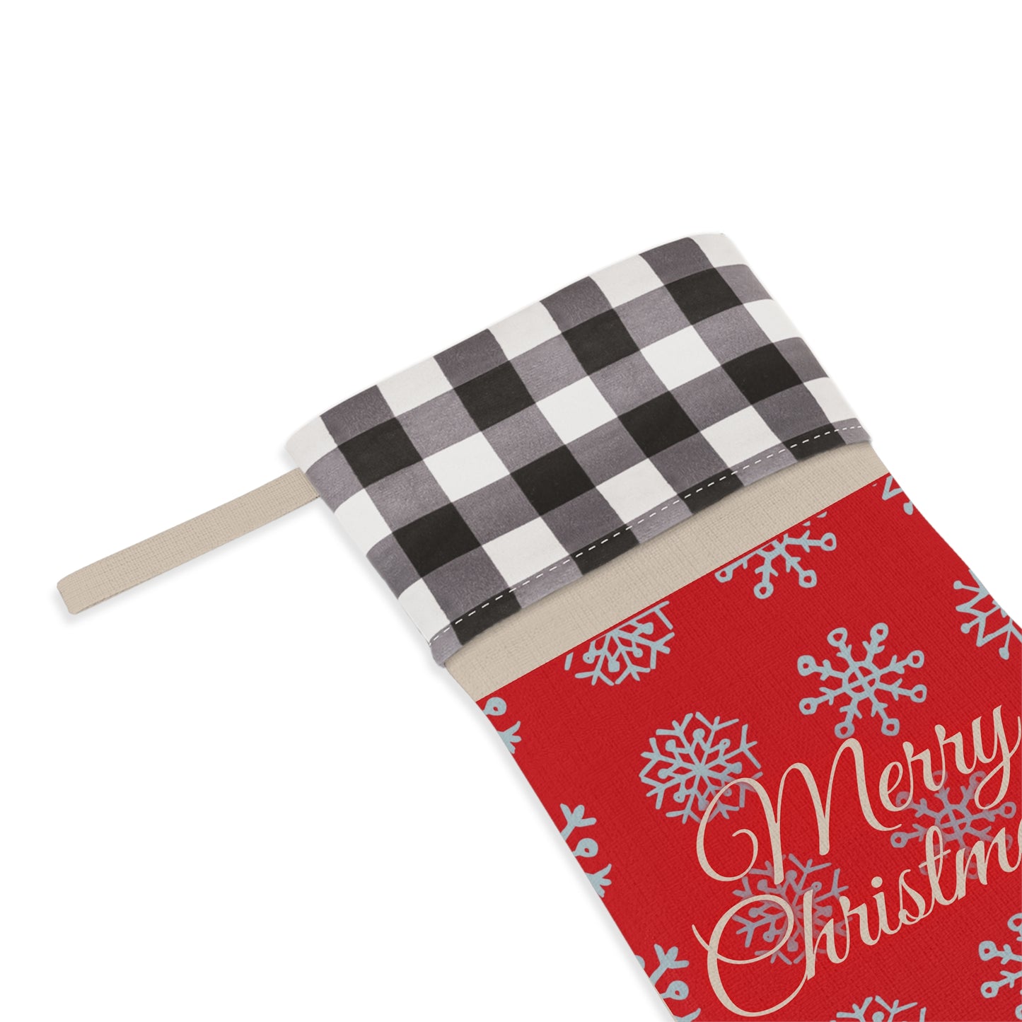 Merry Christmas Snowflake Stocking Red