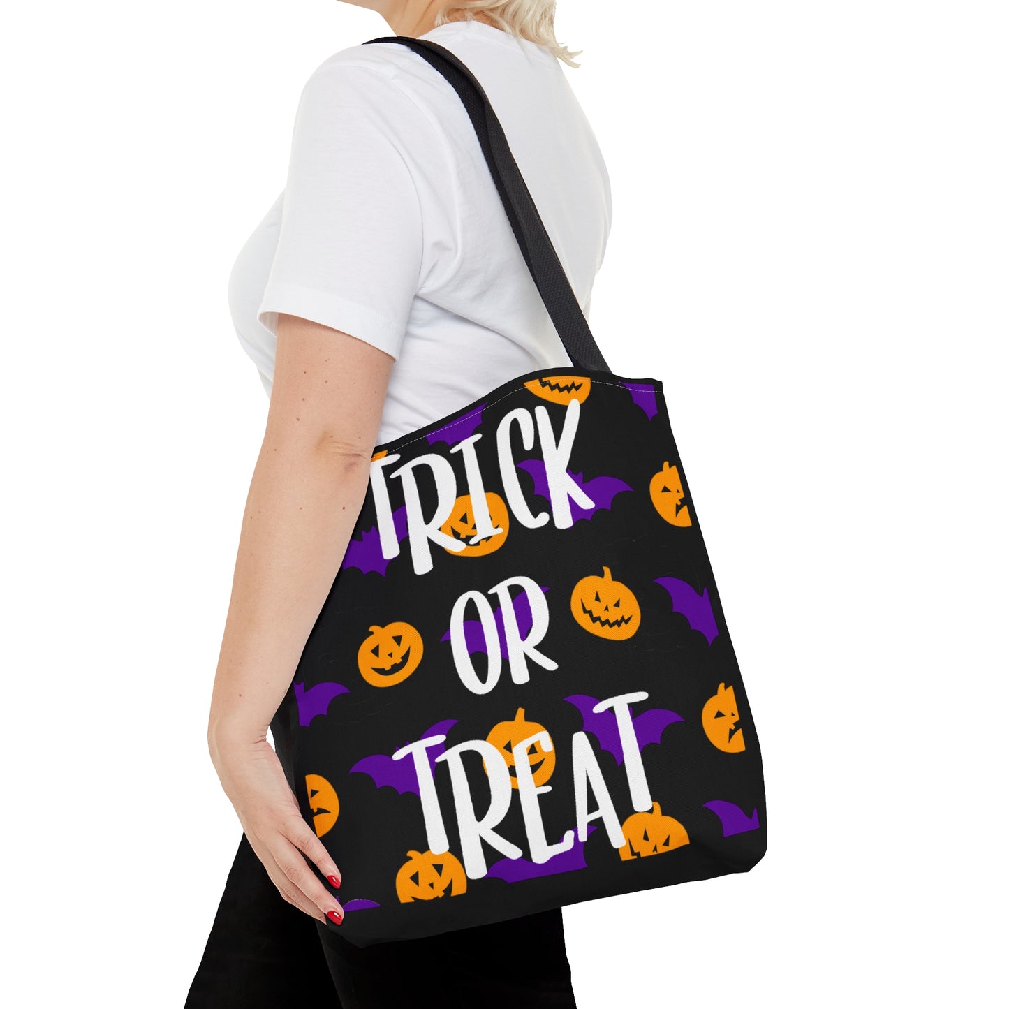 Trick Or Treat Pumpkins and Bats Halloween Candy Tote Bag