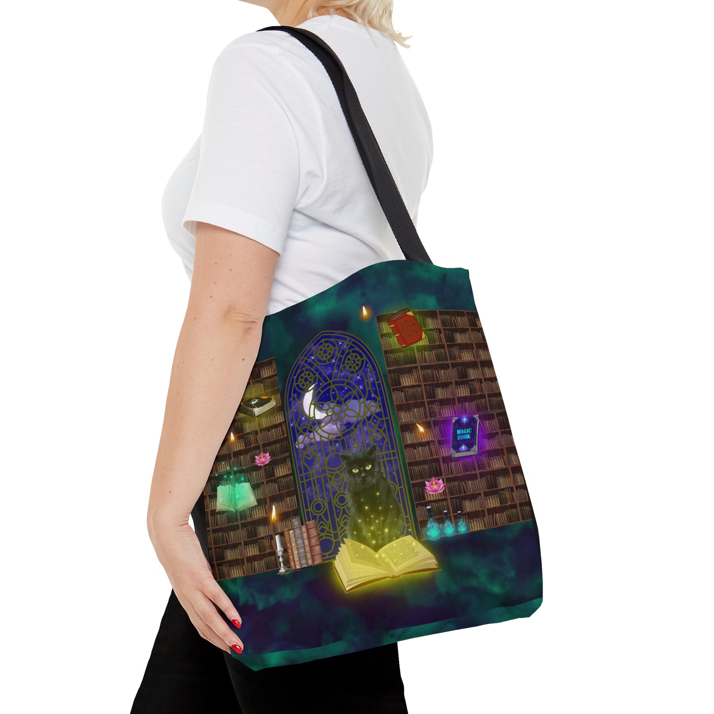 Mystic Black Cat Halloween Candy Tote Bag