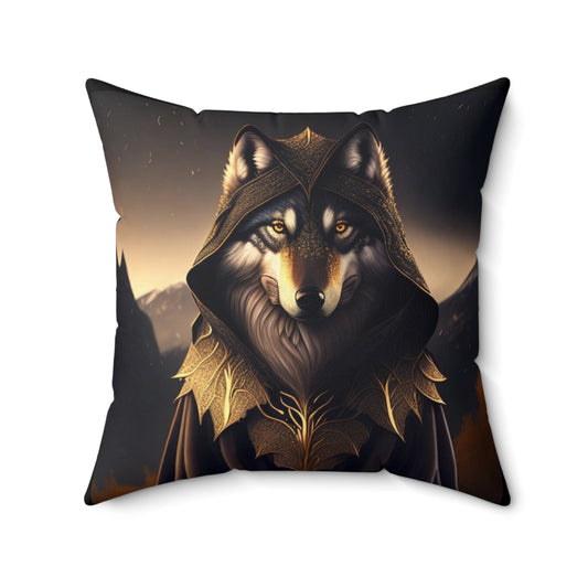 The Wolf Mage, Spun Polyester Square Pillow