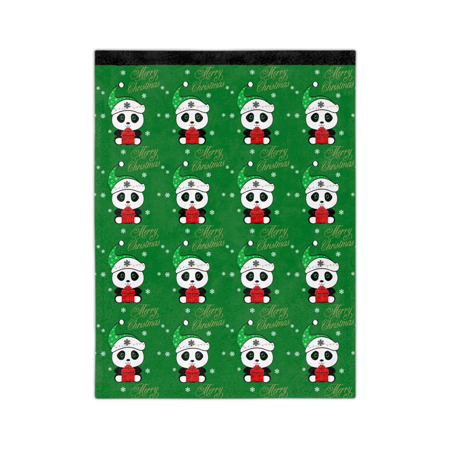 Merry Christmas Panda Velveteen Minky Blanket