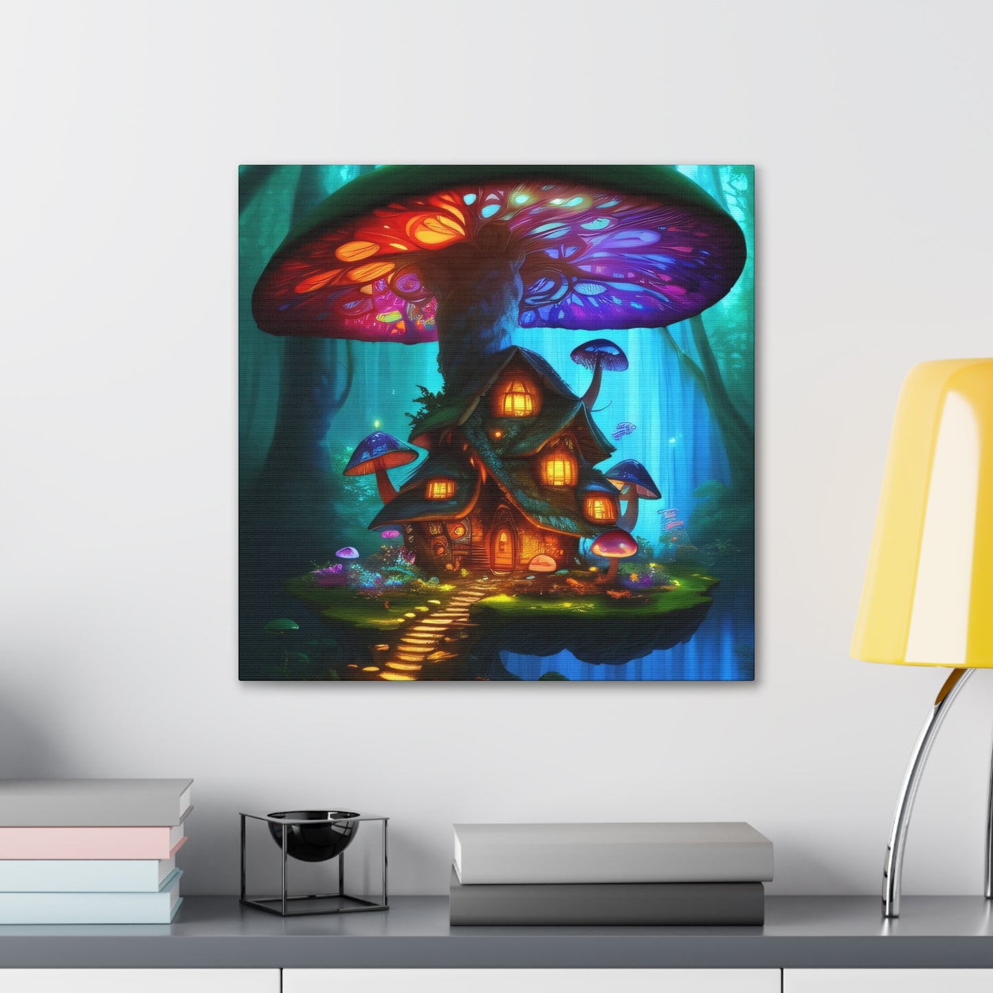 Mystic Mushroom House, Canvas Art, Canvas Print, Wall Decor, Original Art, Unique Gifts