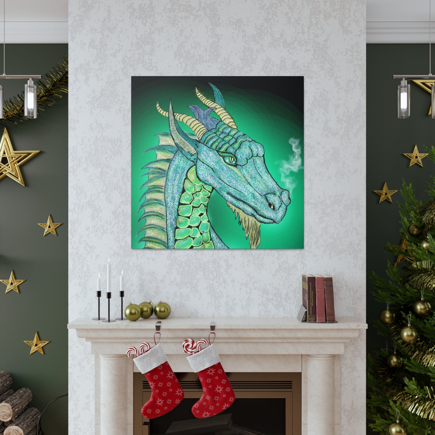 Mystic Dragon, Fantasy Art, Canvas Art, Dragon Lover Gift, Unique Gifts, Original Art