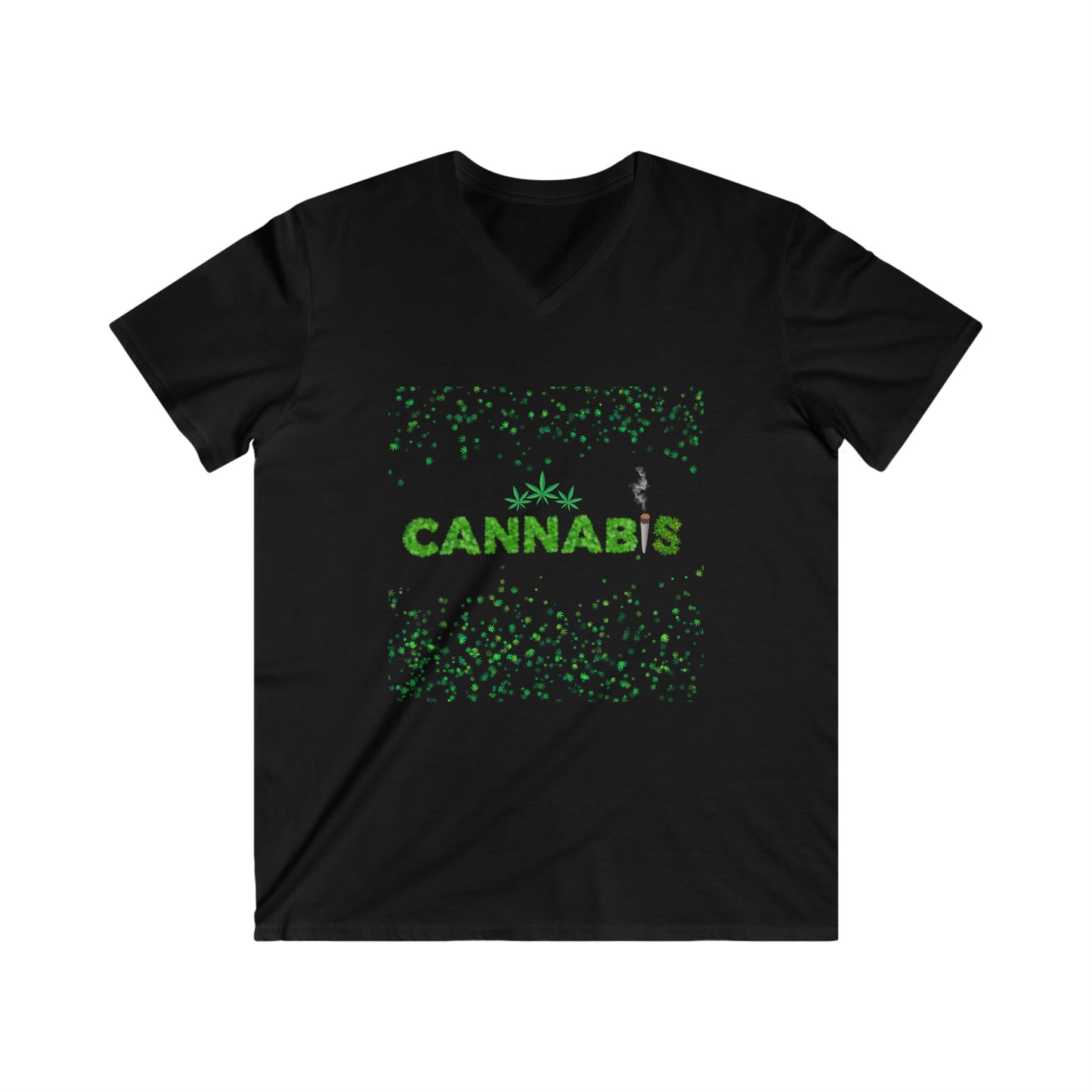 Cannabis, Men's Fitted V-Neck Short Sleeve Tee