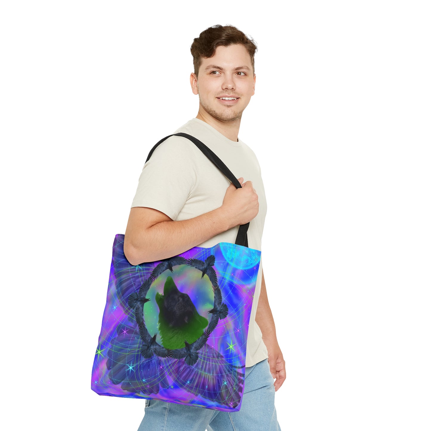 Mystic Wolf and Raven Tote Bag