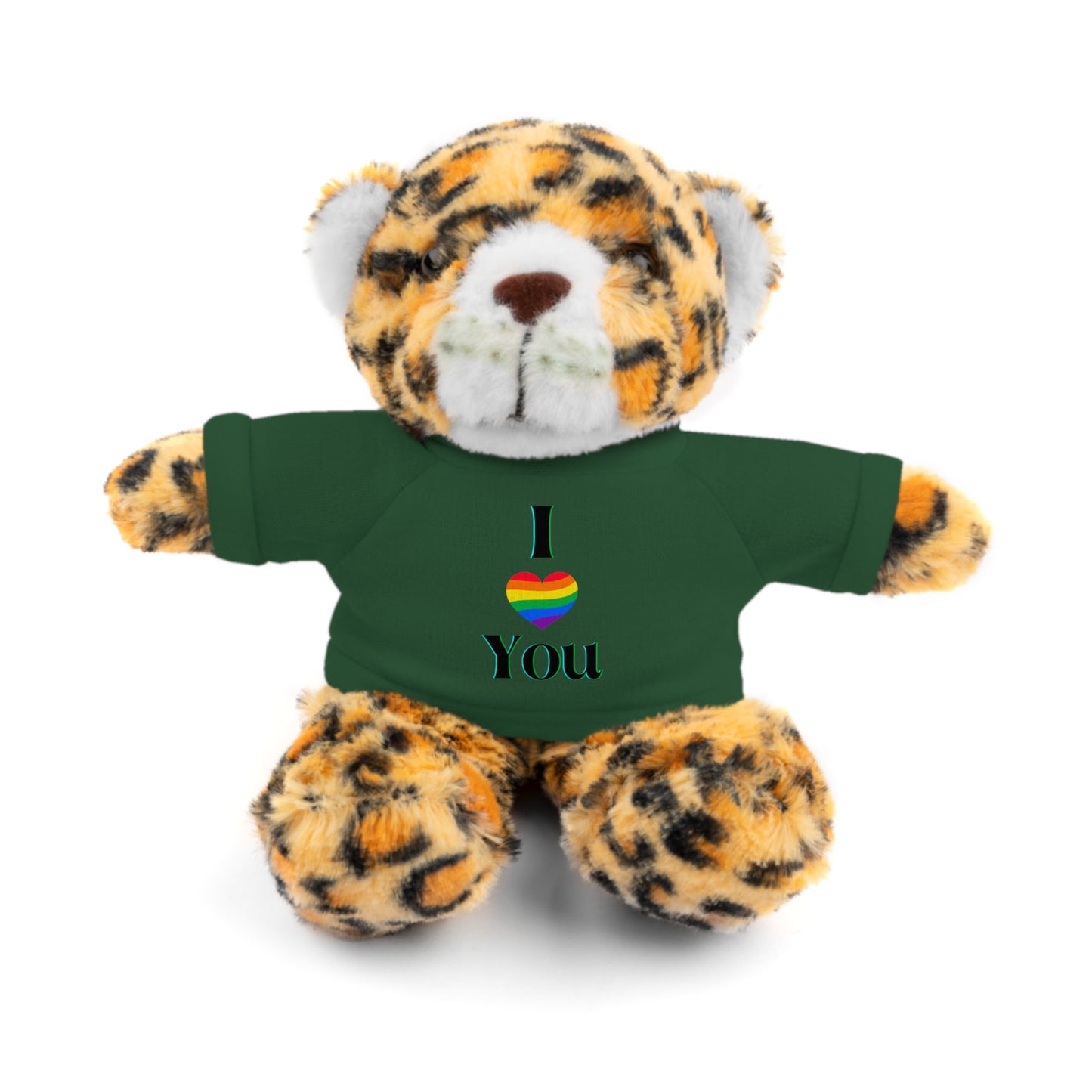 I Heart You Kids Cute Stuffed Animals with Tee; Panda, Sheep, Bunny, Lion, Jaguar, Teddy Bear