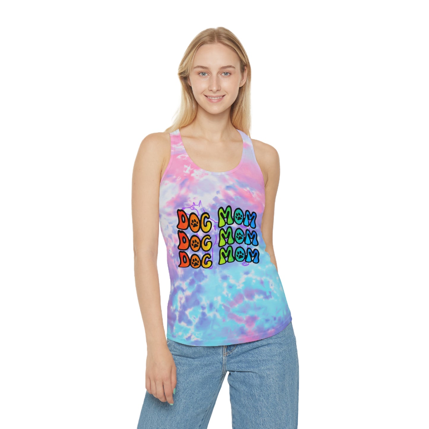 Dog Mom Tie Dye Racerback Tank Top