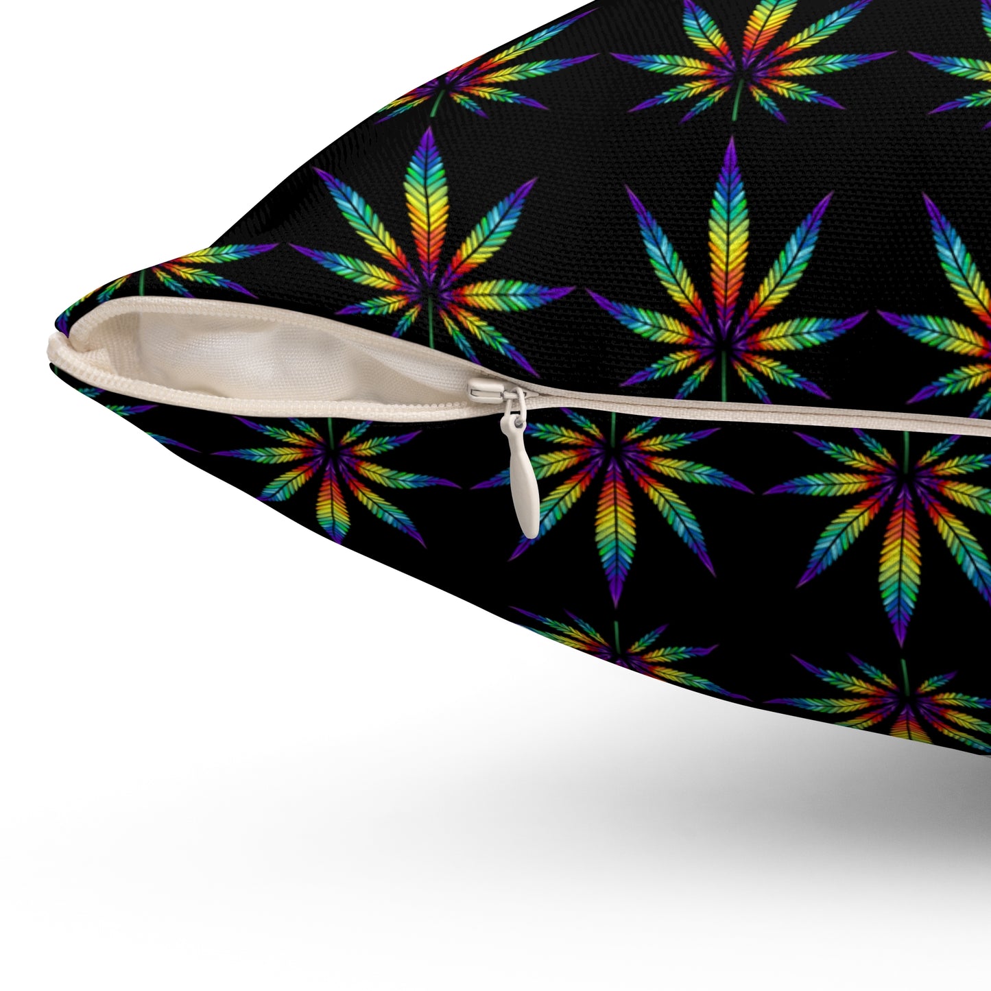 Rainbow Cannabis Leaves, Spun Polyester Square Pillow