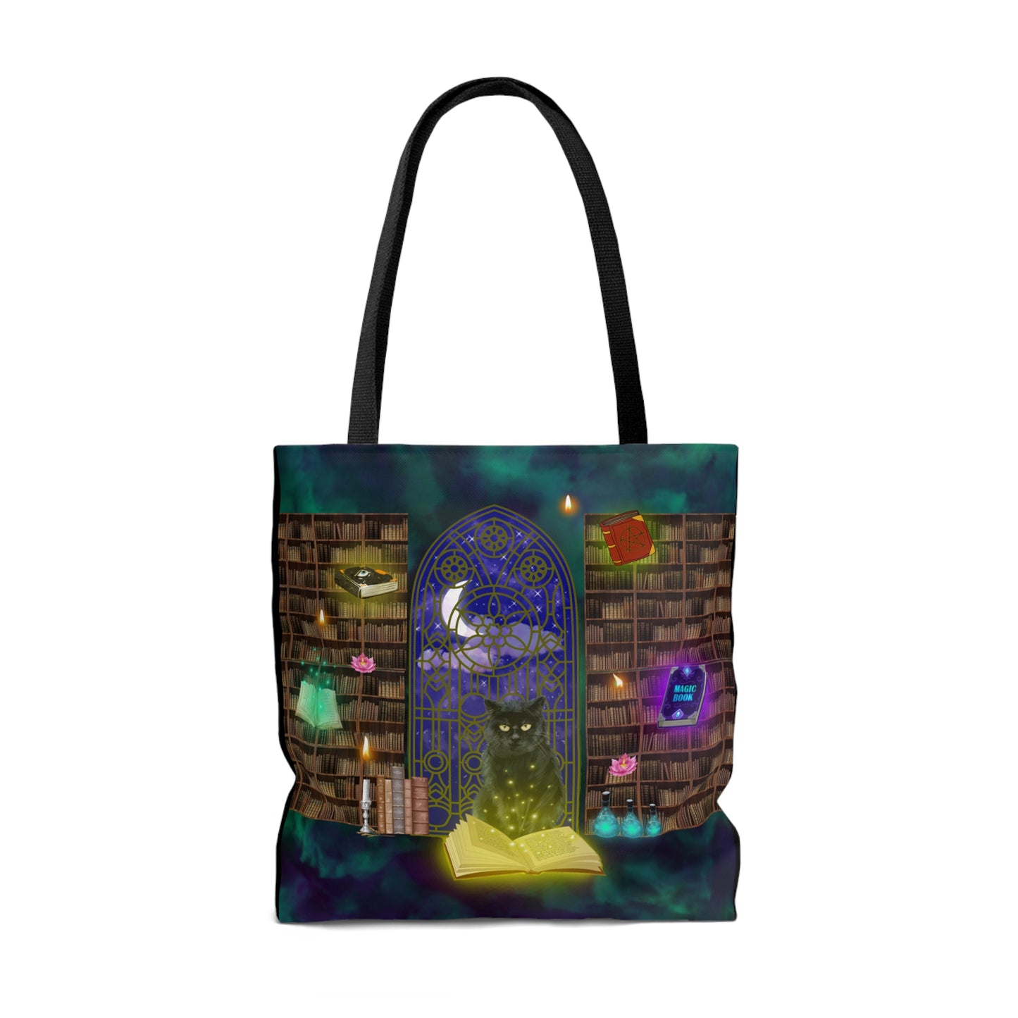 Mystic Black Cat Halloween Candy Tote Bag