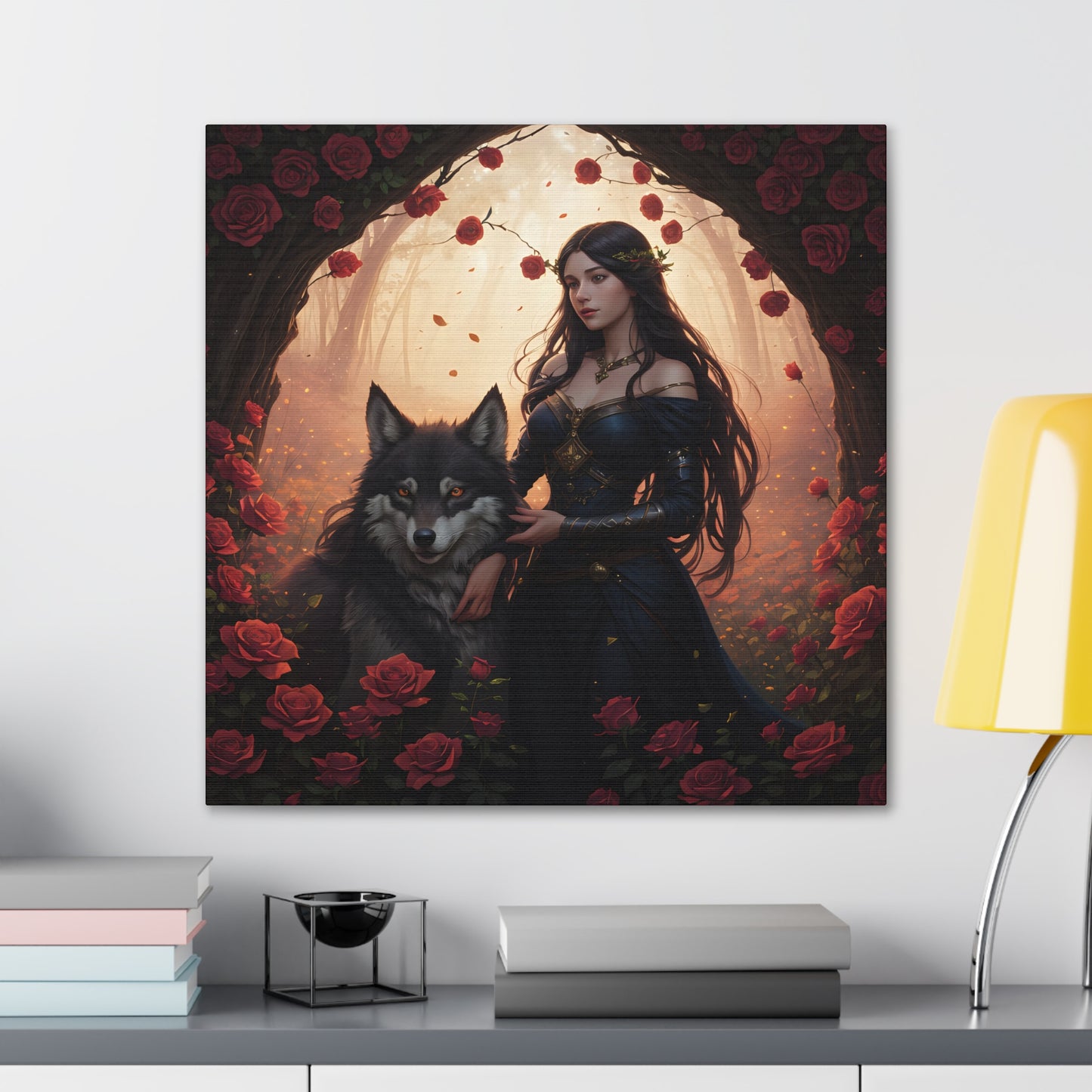 Wolf Enchantress, Canvas Art, Canvas Print, Wall Decor, Original Art, Unique Gifts