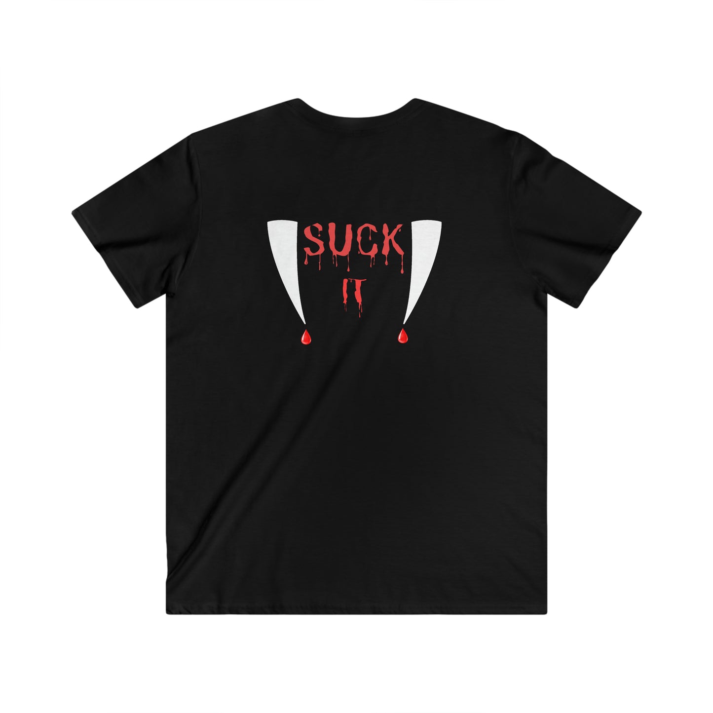 Suck It Vampire Fangs Halloween Men's Fitted V-Neck Short Sleeve Tee