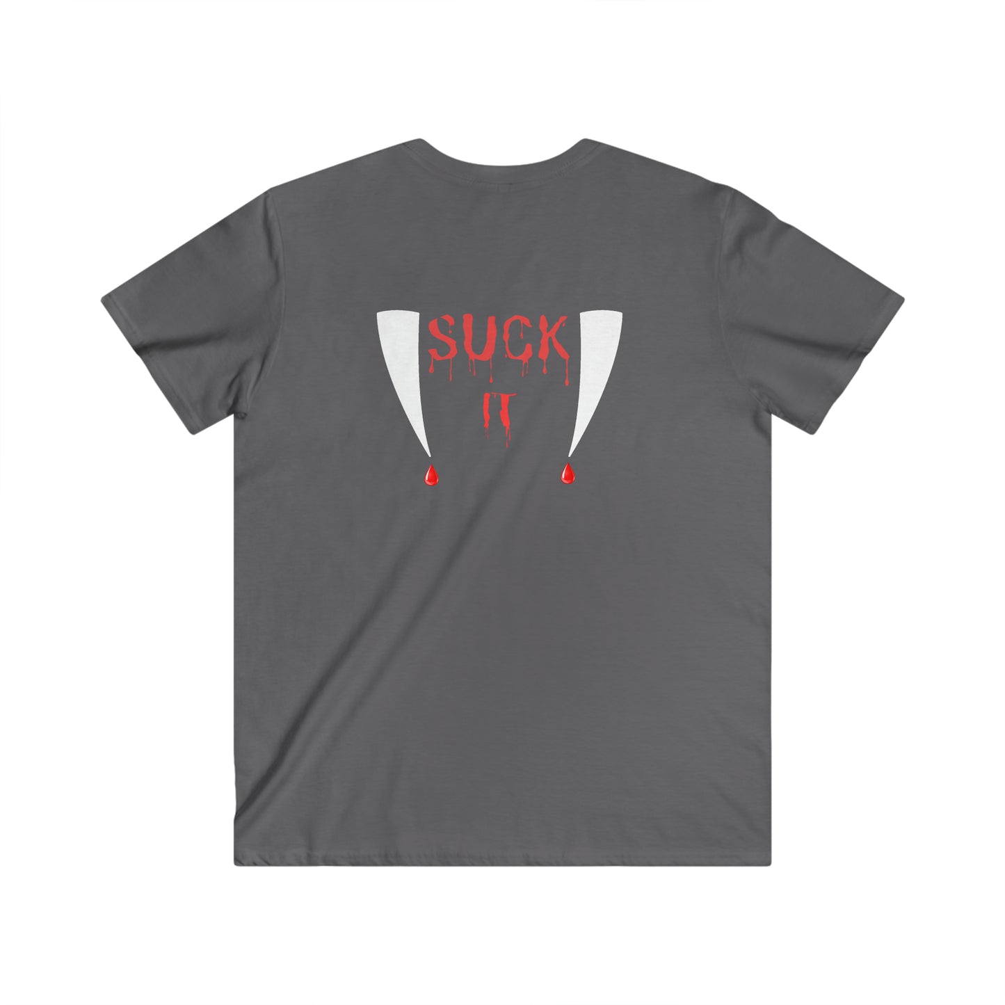 Suck It Vampire Fangs Halloween Men's Fitted V-Neck Short Sleeve Tee