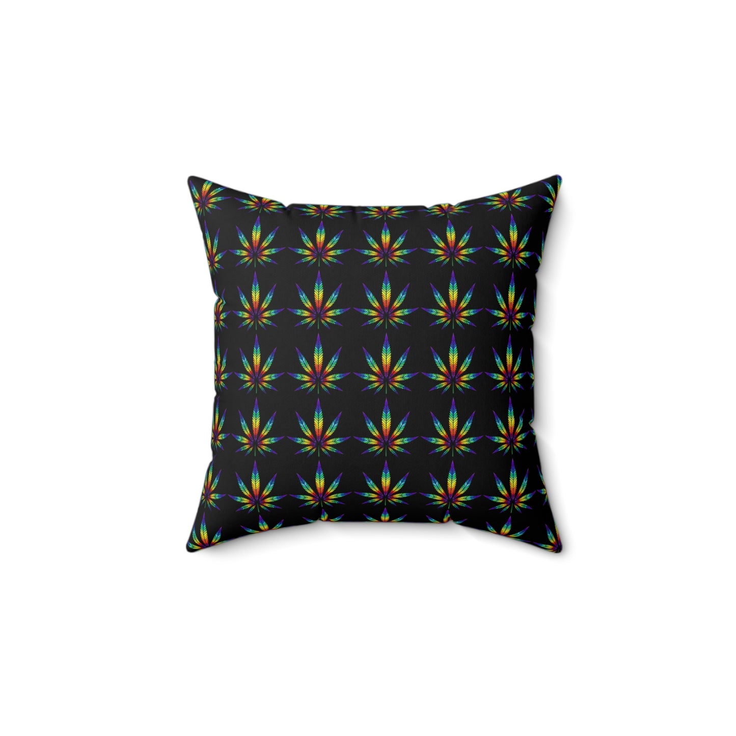 Rainbow Cannabis Leaves, Spun Polyester Square Pillow