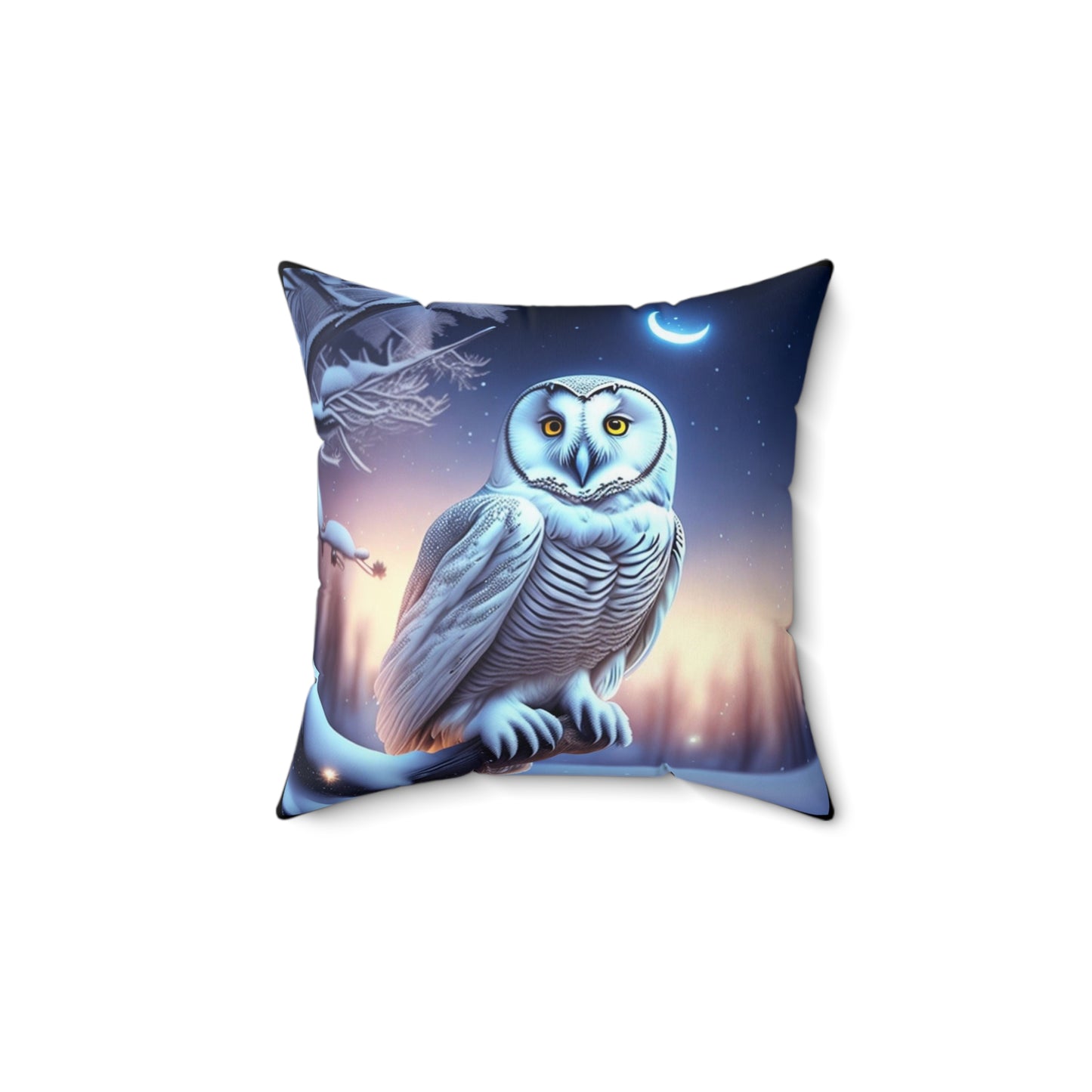 Sweet Dreams, Snowy Owl,  Spun Polyester Square Pillow