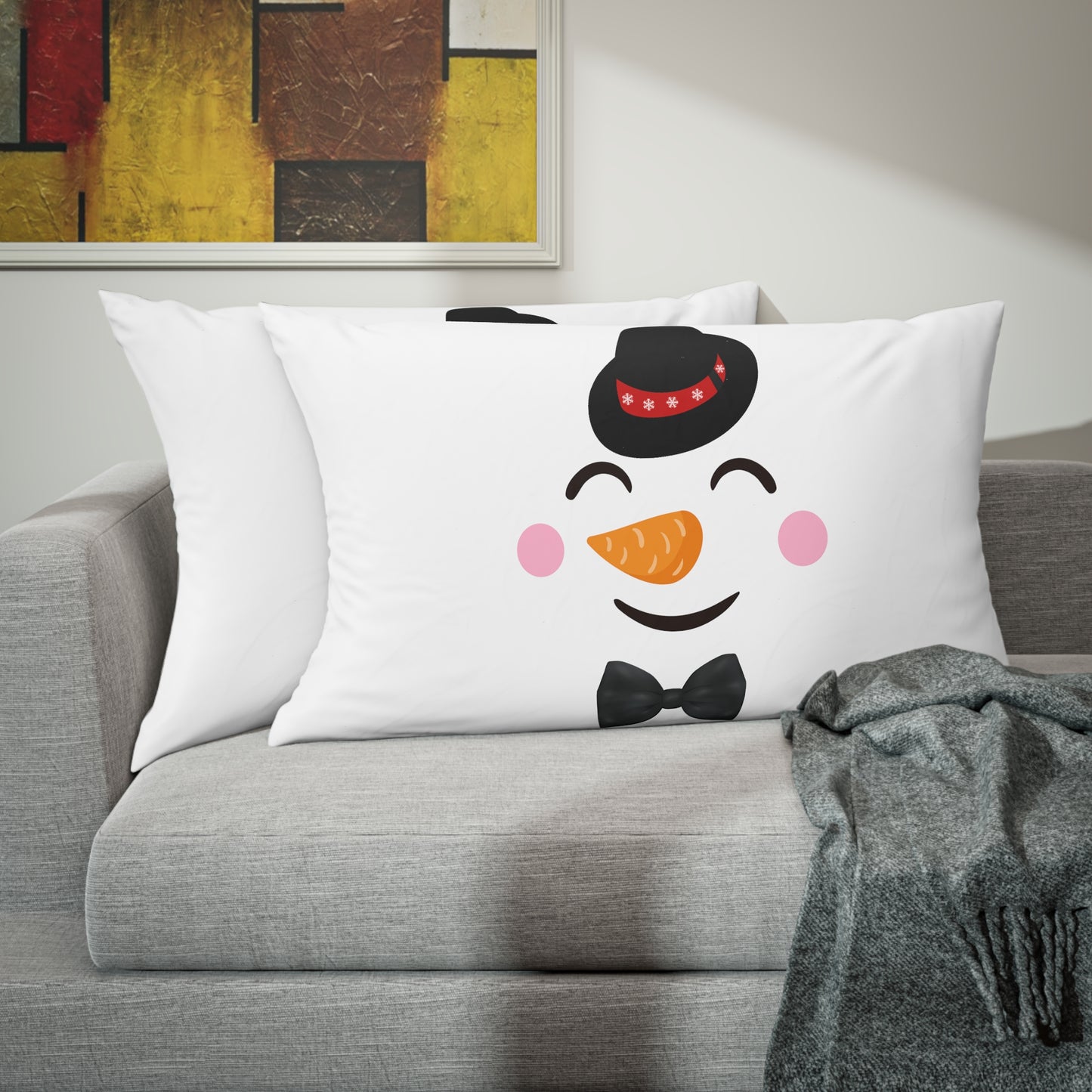 "His" snowman face Pillow case.