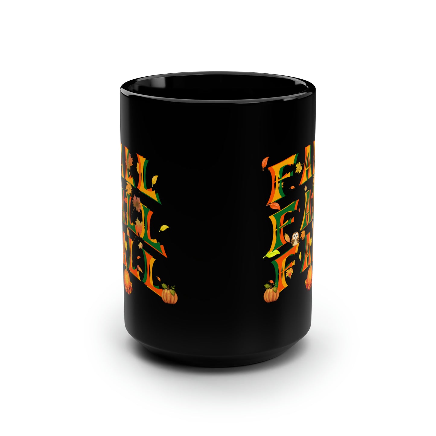 Fall Fall Fall Black Mug, 15oz