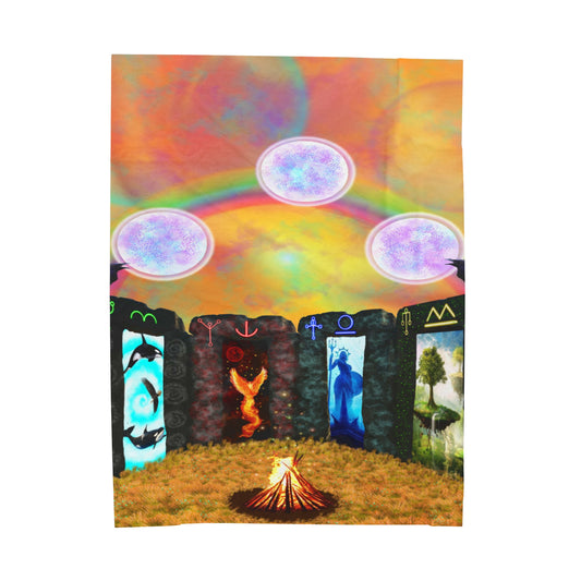 Sacred Portal of Divine Elements Giant Velveteen Plush Blanket