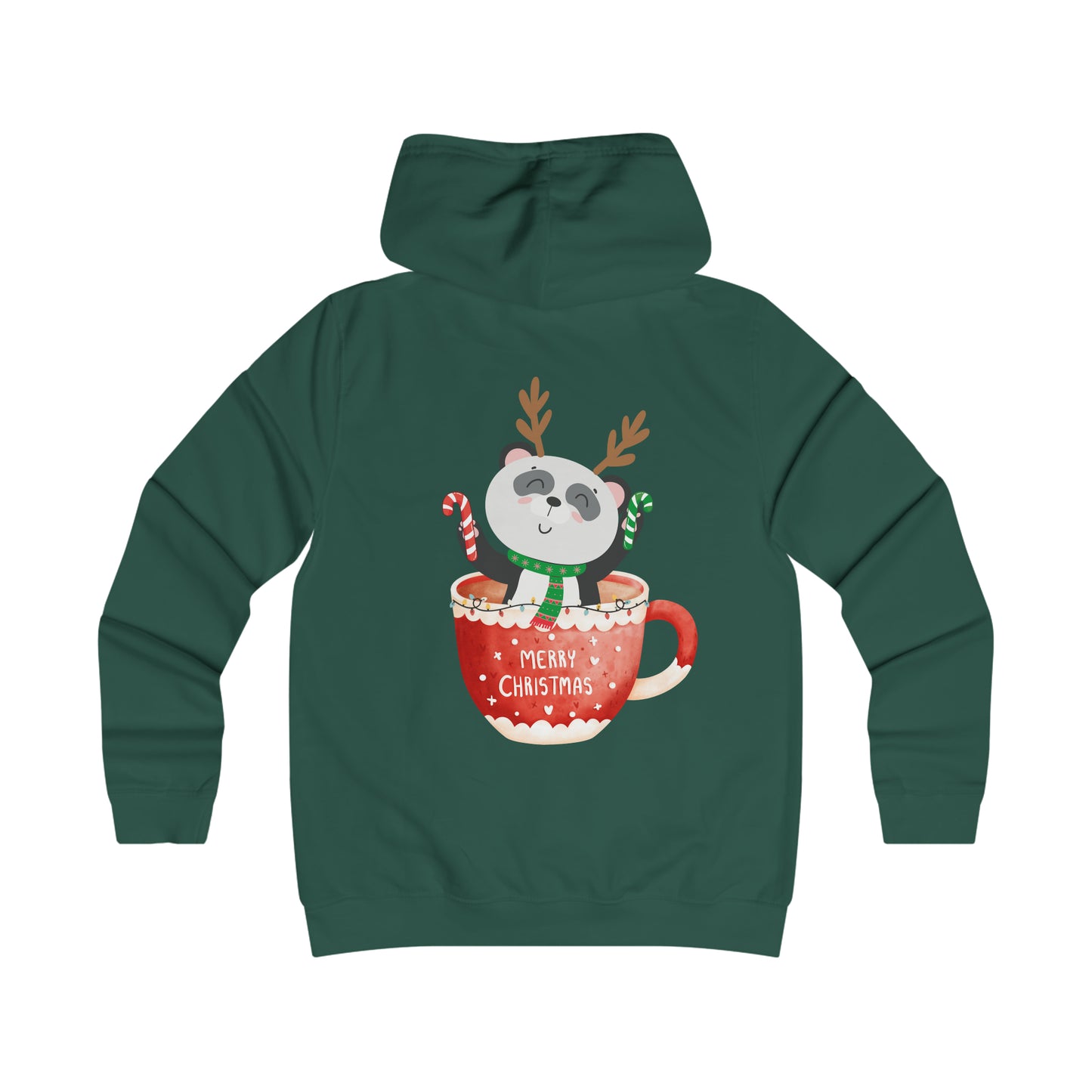 Merry Christmas Panda Girlie College Hoodie