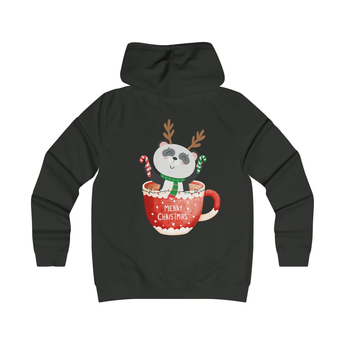 Merry Christmas Panda Girlie College Hoodie