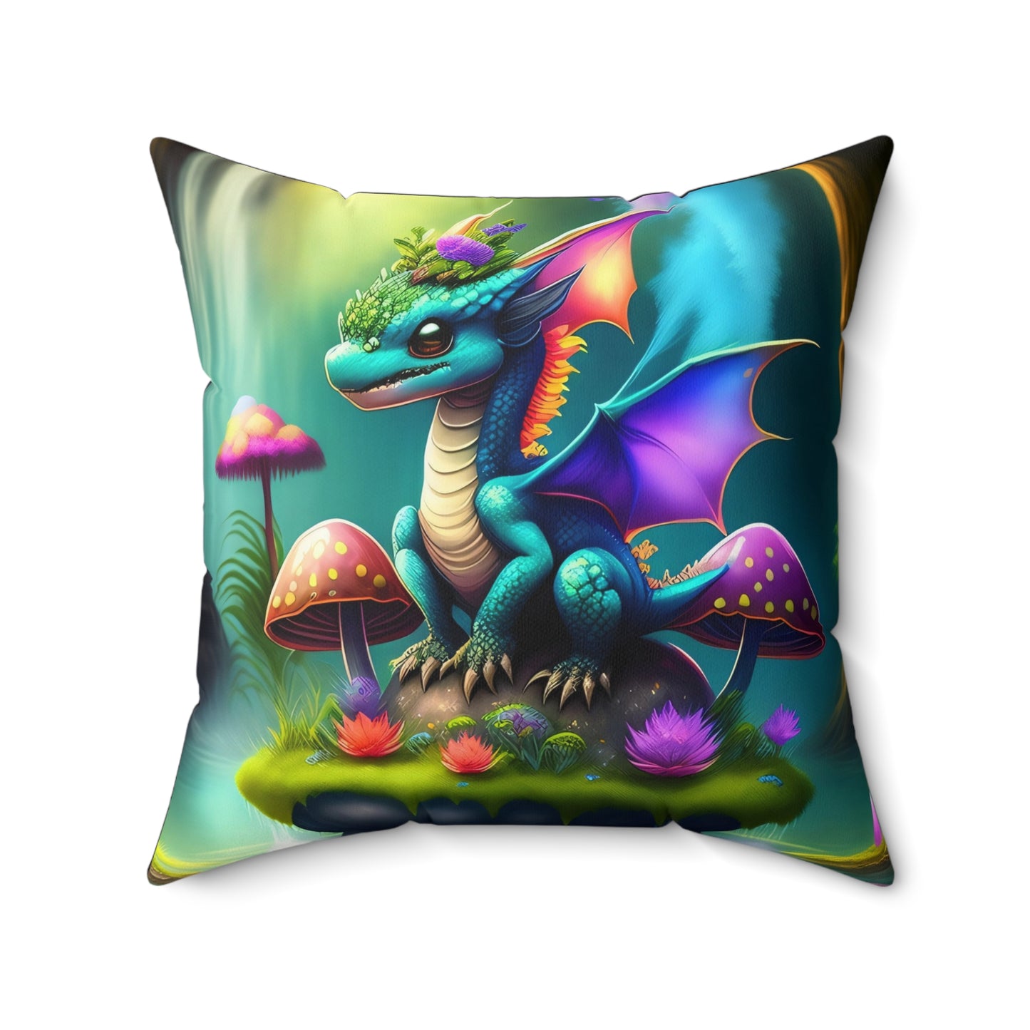 Mushroom Fae Dragon, Polyester Square Pillow