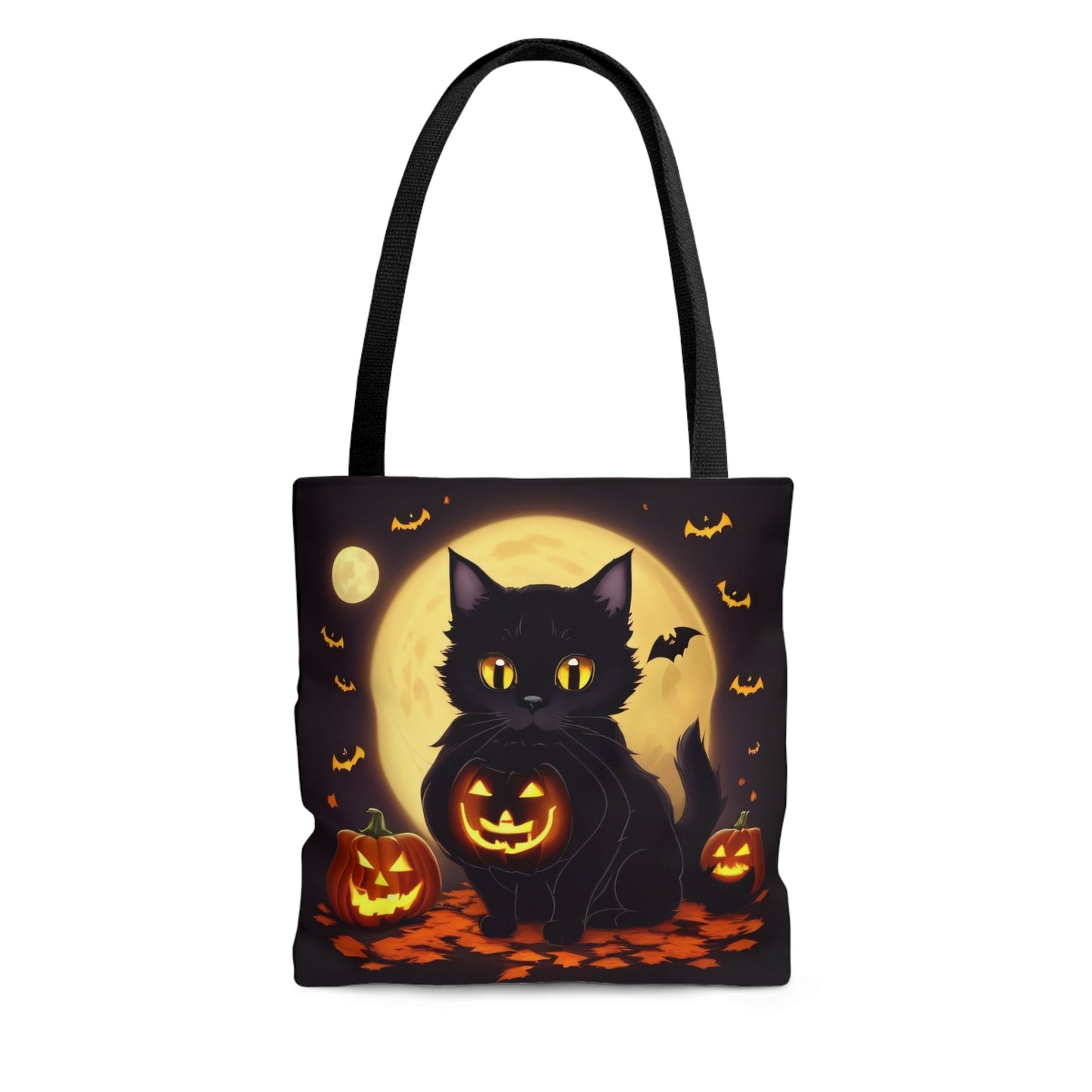 Eerie Night Black Cat Halloween Candy Tote Bag