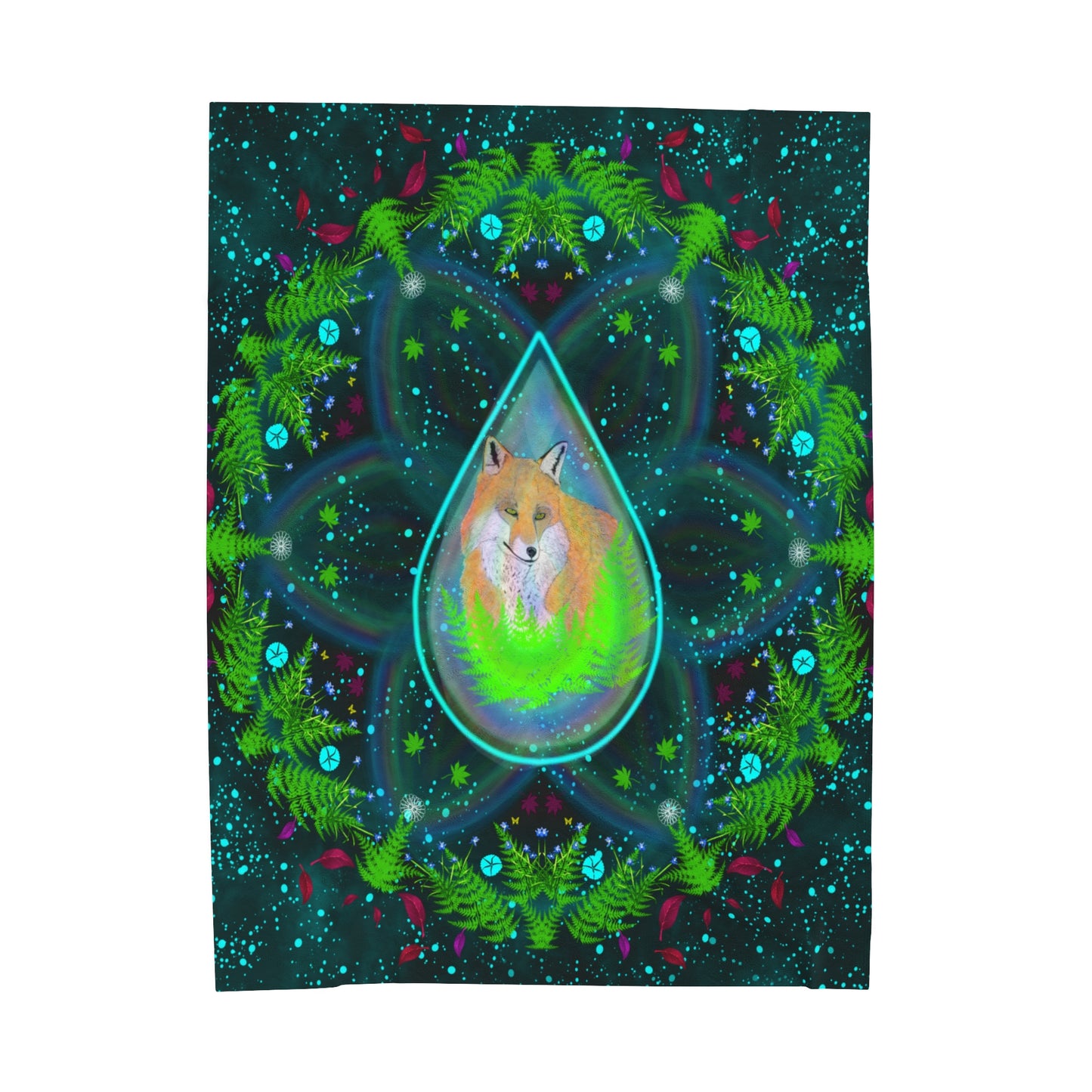 Fox Medicine Mandala Giant Velveteen Plush Blanket