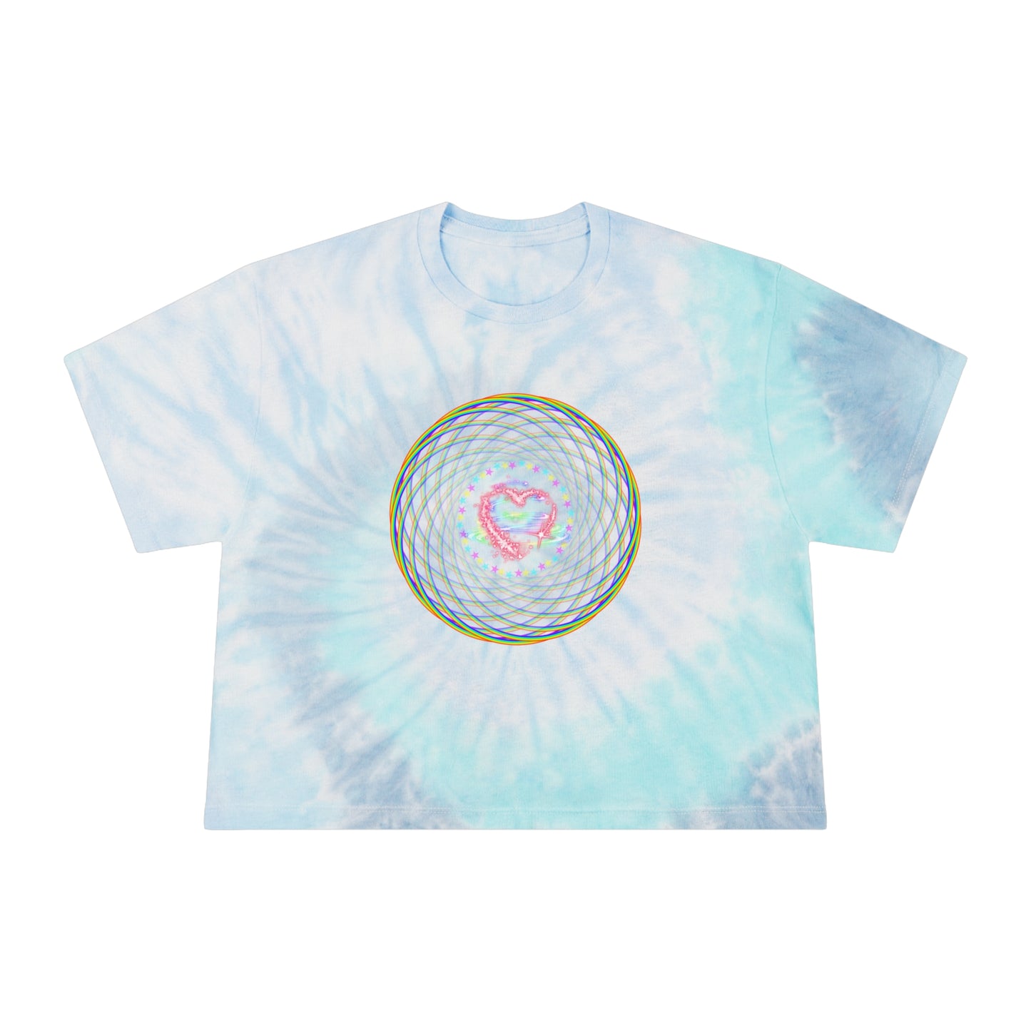 Rainbow Spiral PRIDE Heart Women's Tie-Dye Crop Tee