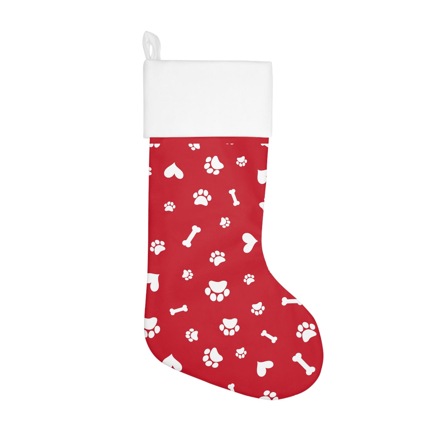 Paw Print Christmas Stocking For Dog/Cat Red