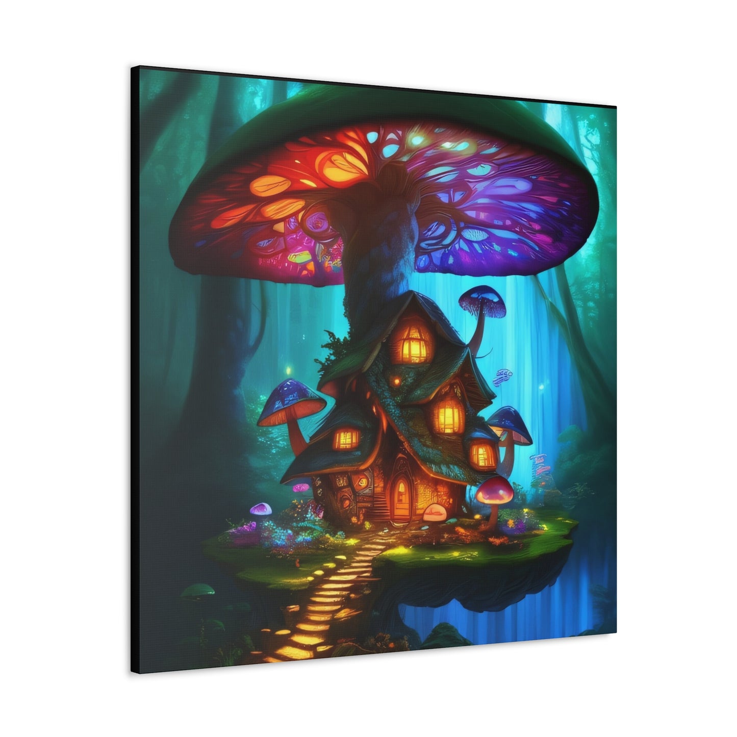 Mystic Mushroom House, Canvas Art, Canvas Print, Wall Decor, Original Art, Unique Gifts