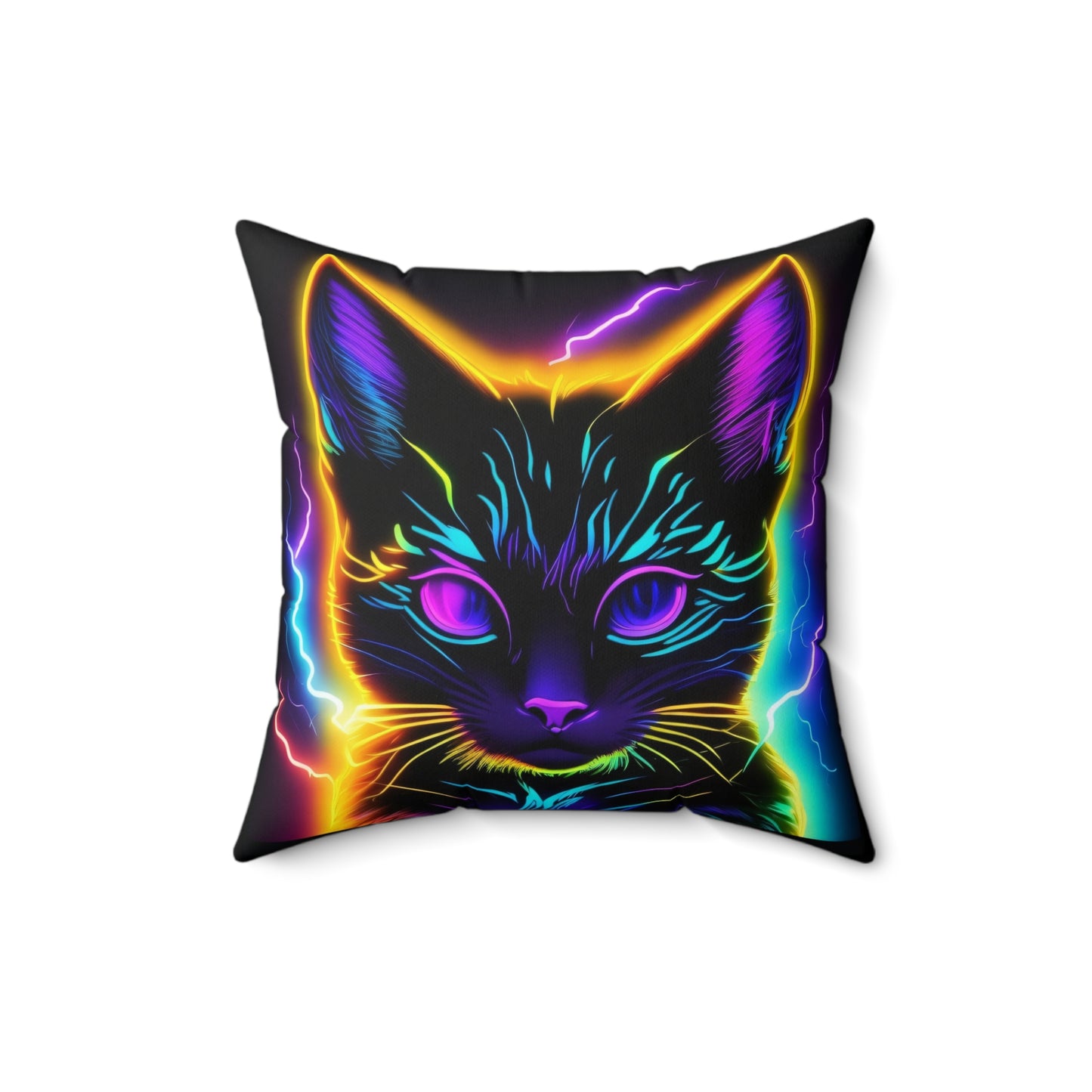 Electric Cat, Spun Polyester Square Pillow