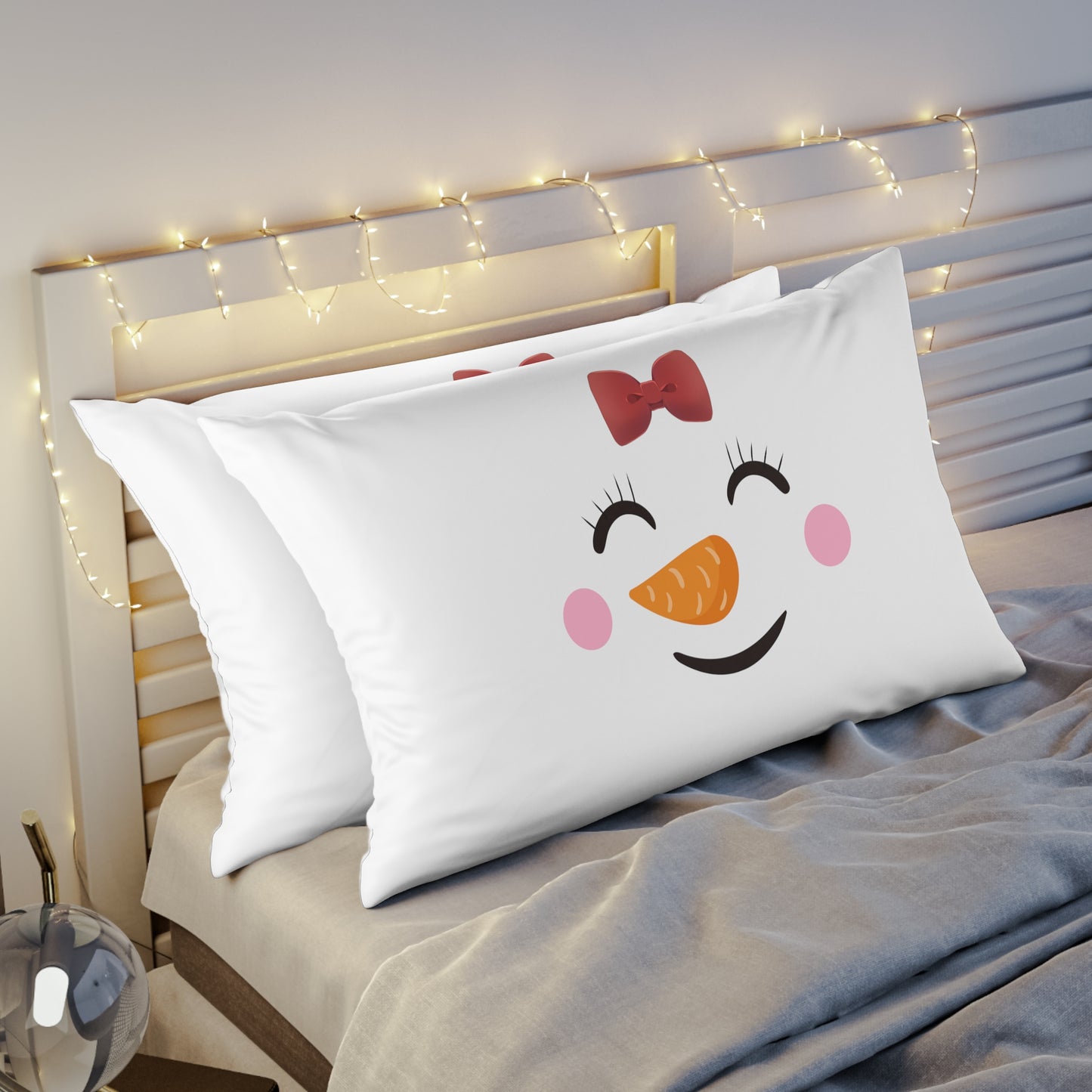 "Hers" Snowman Face Pillow case