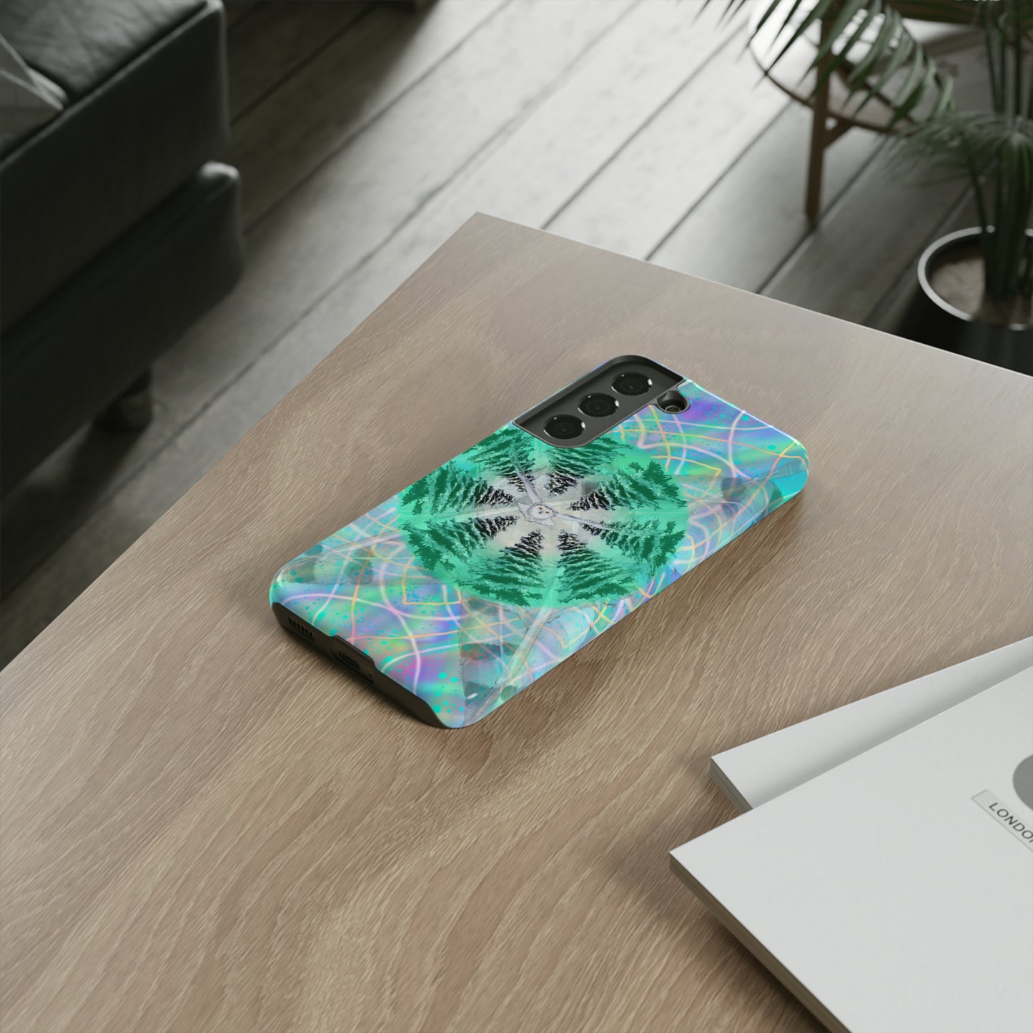 Mystic Pines Snowy Owl Protective Phone Case, Samsung, iPhone, Pixel, all sizes