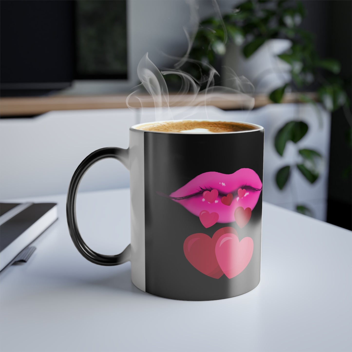 Blowing you kisses, Color Morphing Mug, 11oz, Valentines Day Gift, Gift For Her, Gift For Him