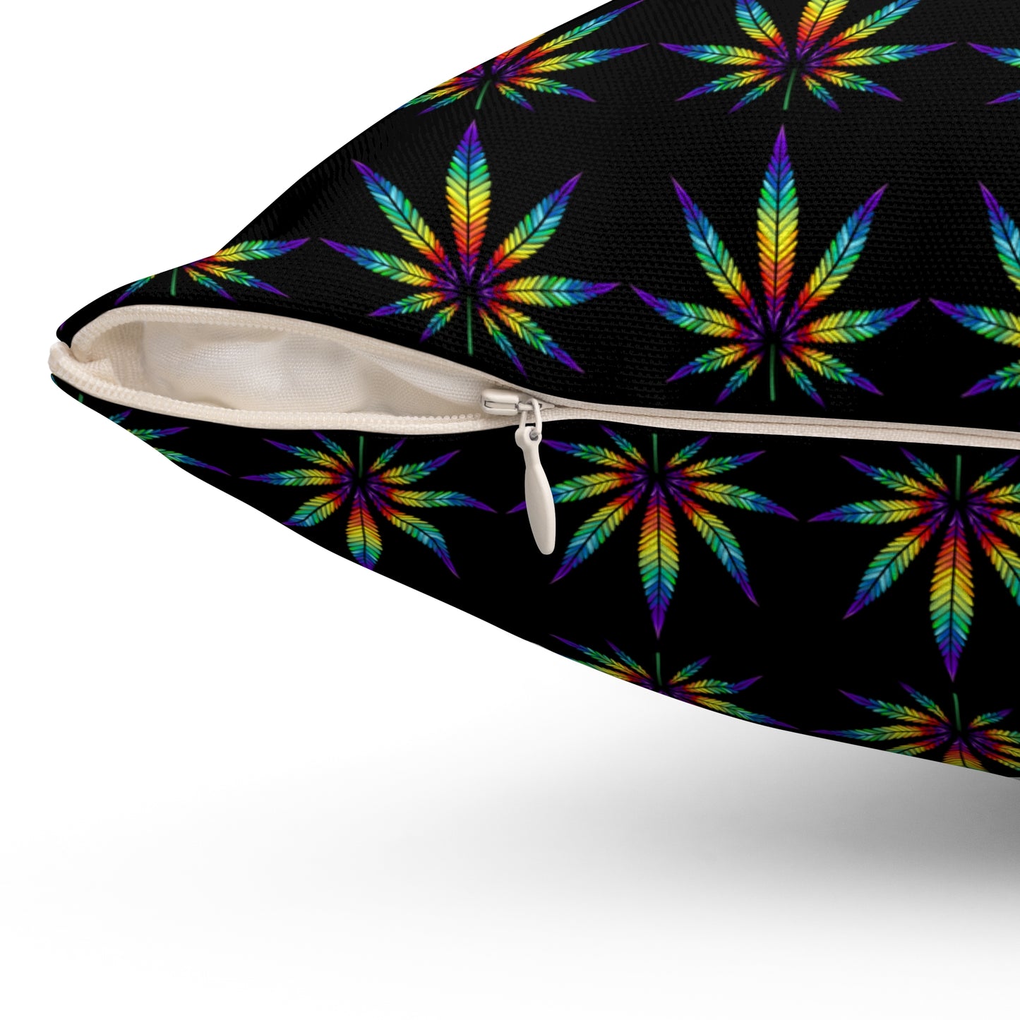 Rainbow Cannabis Leaves, Spun Polyester Square Pillow