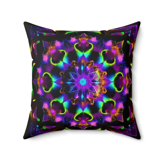 Rainbow Kaleidescape, Spun Polyester Square Pillow