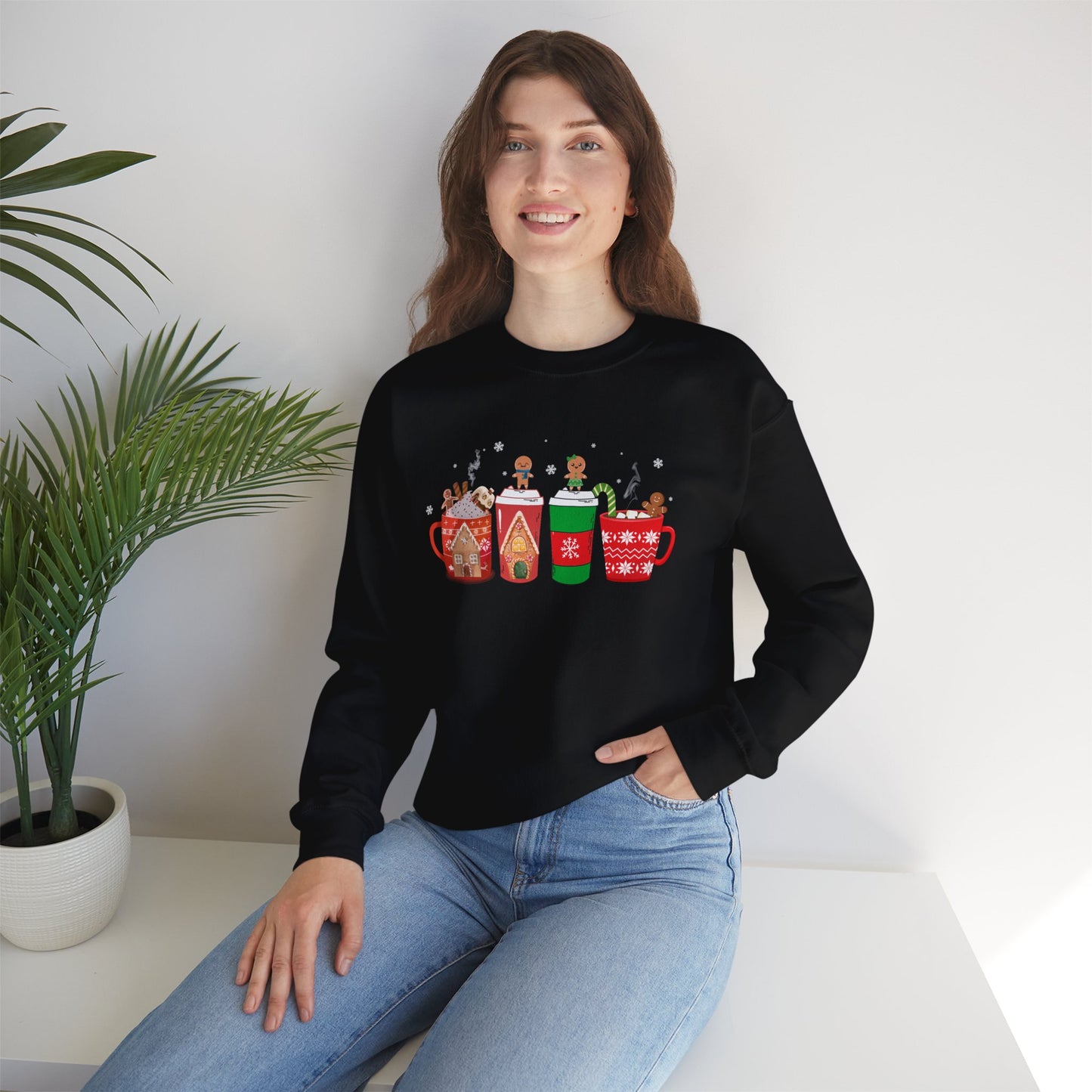 Gingerbread Man Christmas Coffee Latte Shirt, Coffee Lover Gift, women, Mens, Unisex Holiday Shirt. Minimal Merry Xmas Crew.