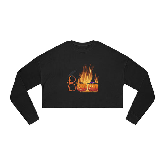 Women's Cropped Sweatshirt All Hallows Eve "Boo" Top