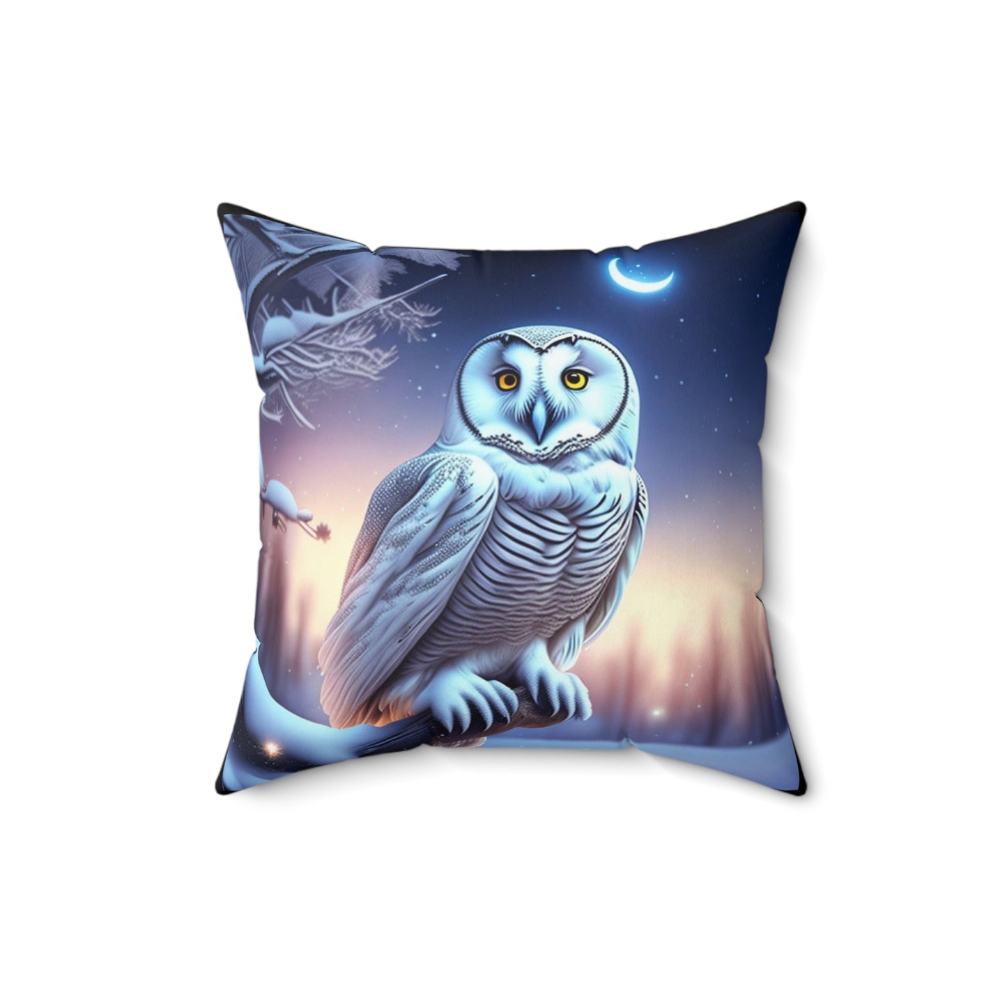 Sweet Dreams, Snowy Owl,  Spun Polyester Square Pillow